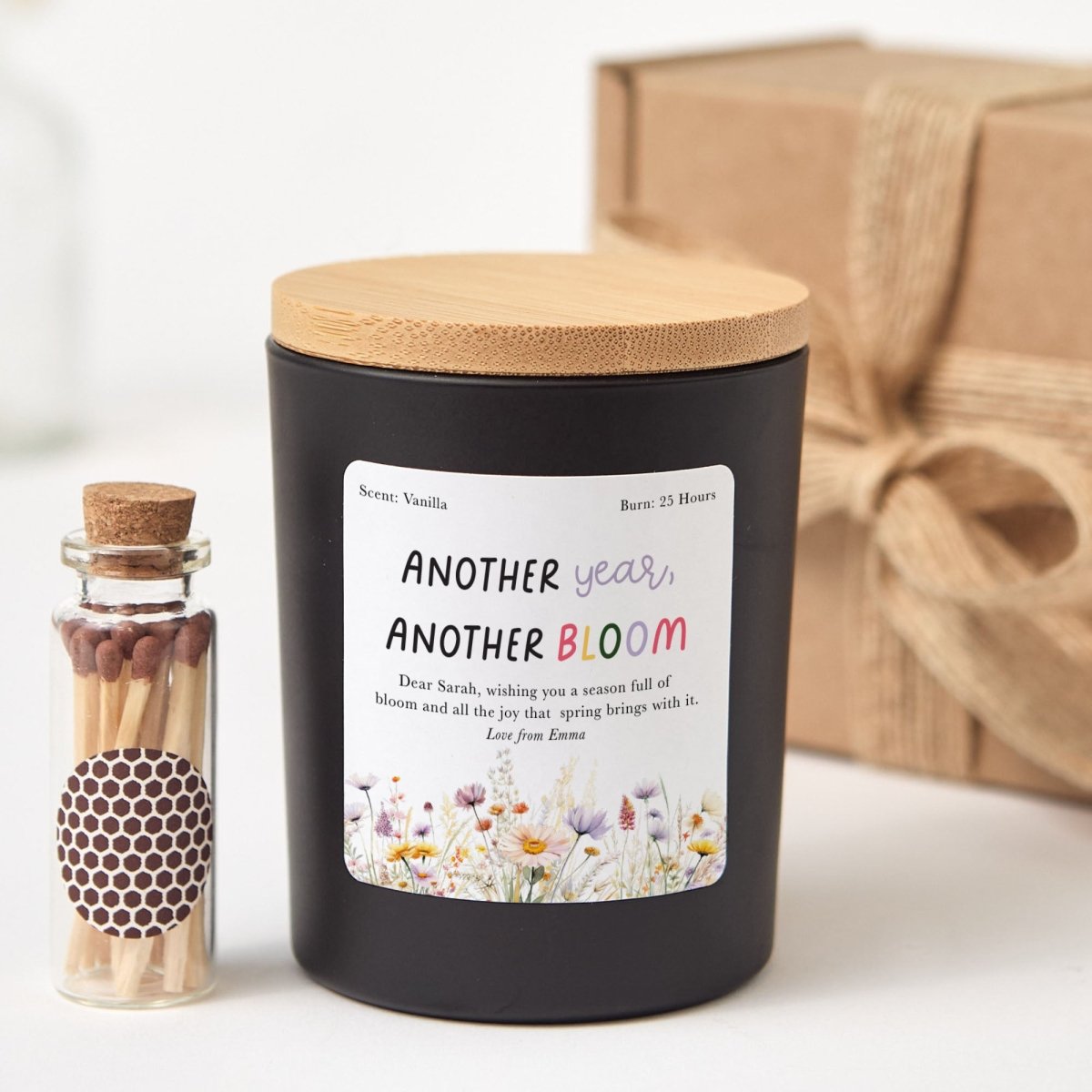 Another Year Another Bloom Candle Gift, Spring Birthday Soy Candle for Her or Friend, Comes with Matches