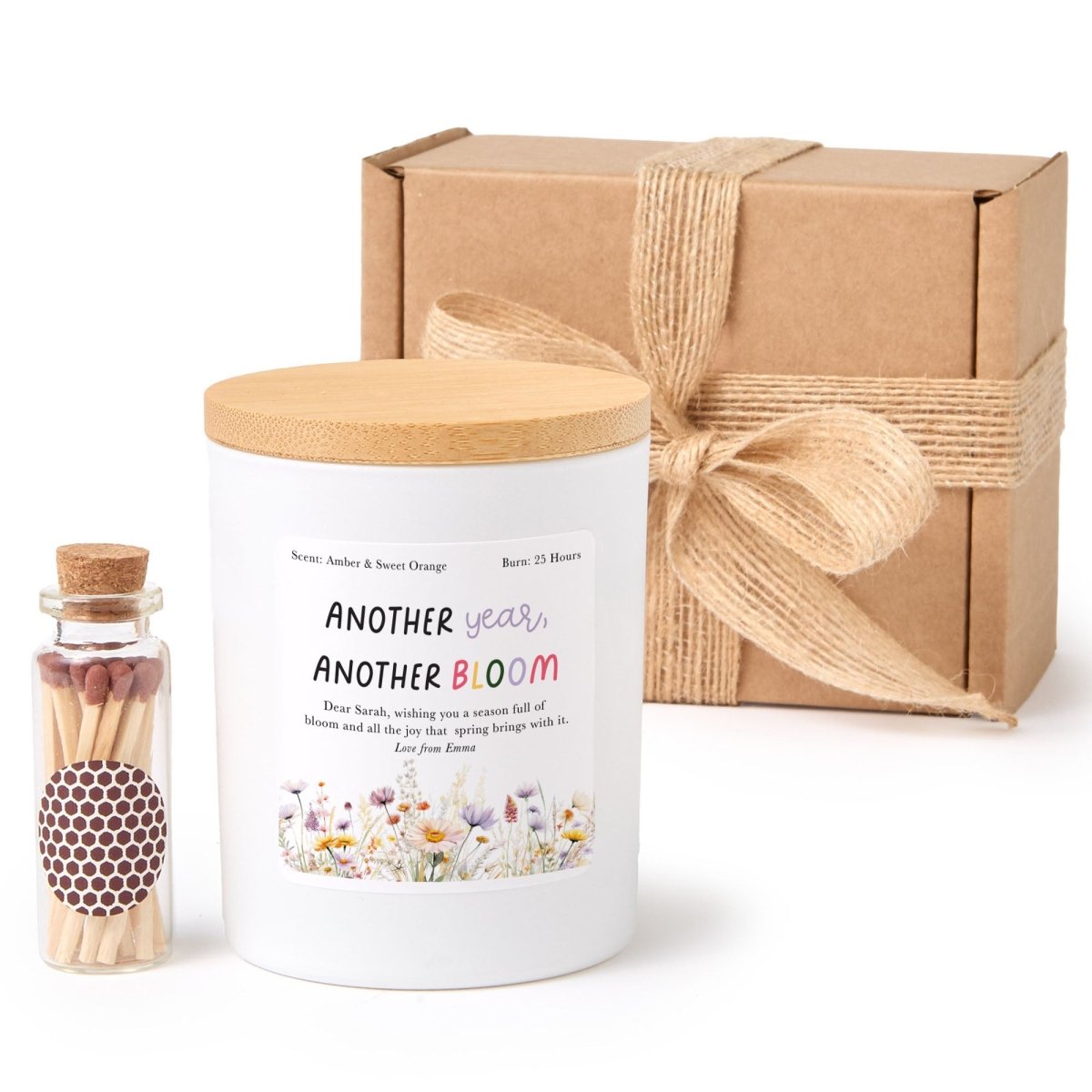 Another Year Another Bloom Candle Gift, Spring Birthday Soy Candle for Her or Friend, Comes with Matches
