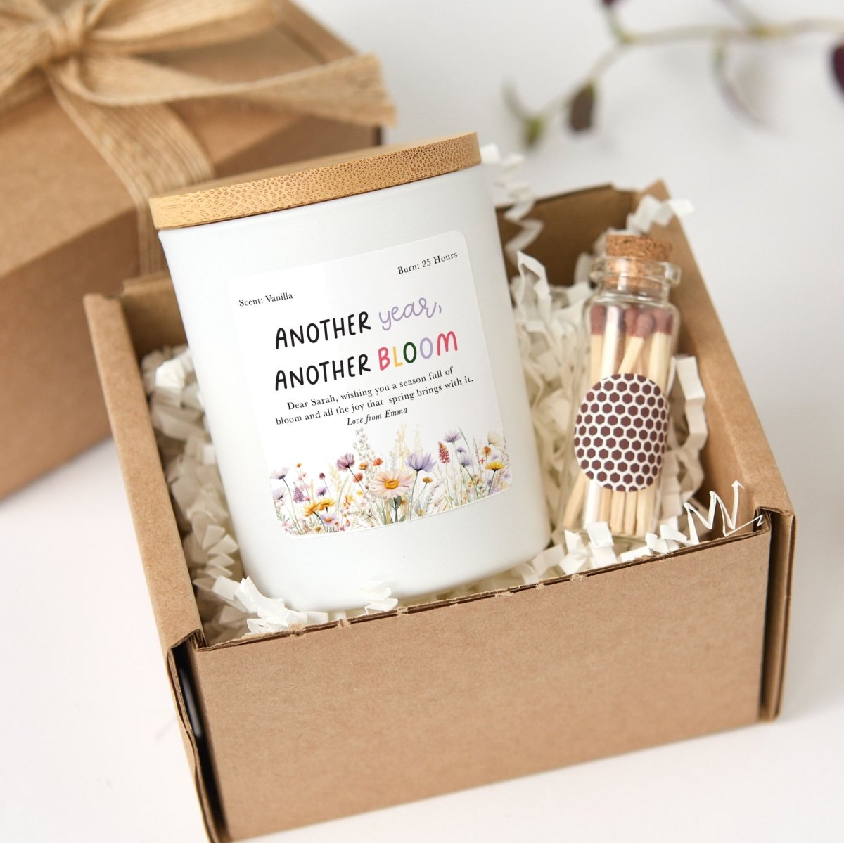 Another Year Another Bloom Candle Gift, Spring Birthday Soy Candle for Her or Friend, Comes with Matches