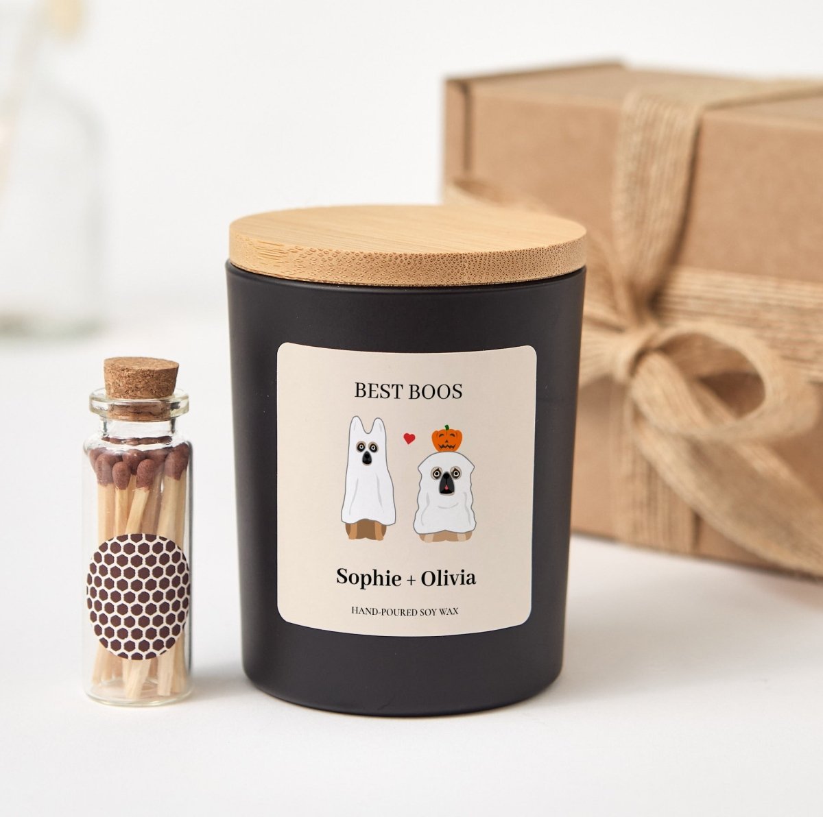 Best Boos Halloween Candle, Personalized Couple Gift for Ghost-Loving Partners, Gift Box and Mini Matches