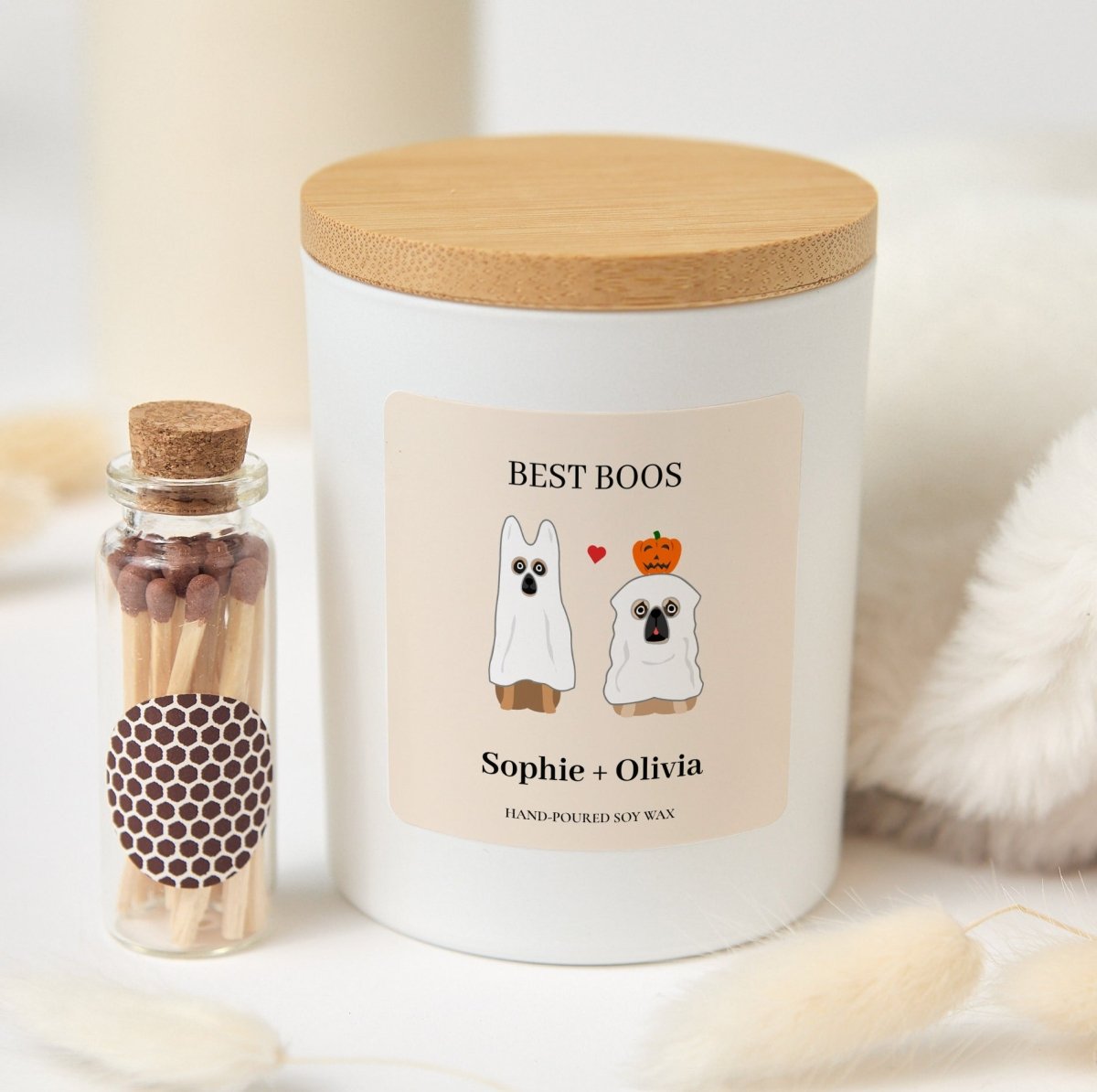 Best Boos Halloween Candle, Personalized Couple Gift for Ghost-Loving Partners, Gift Box and Mini Matches
