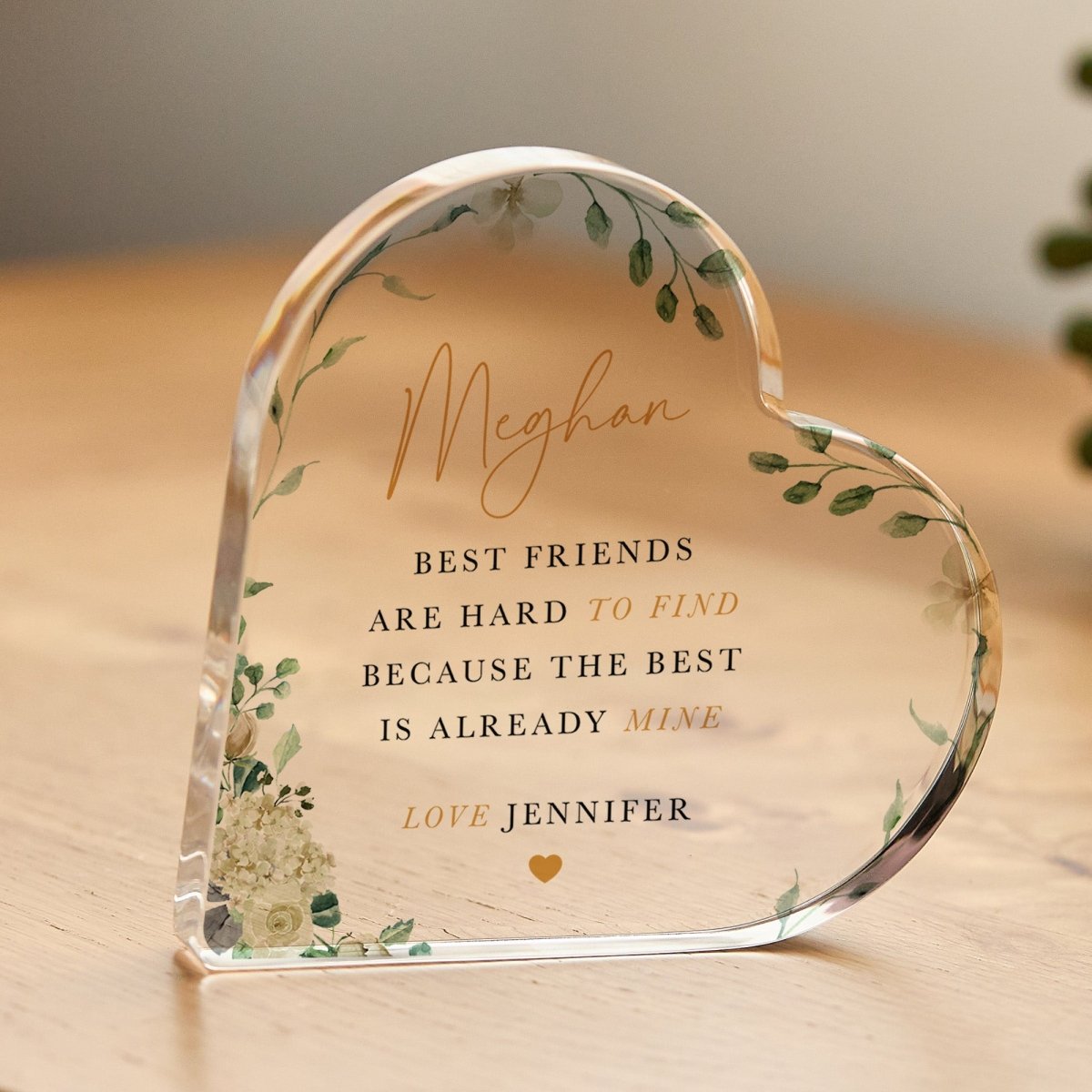 Best Friend Plaque Gift for Her, Personalized Acrylic Keepsake, Floral Friendship Present for Birthday
