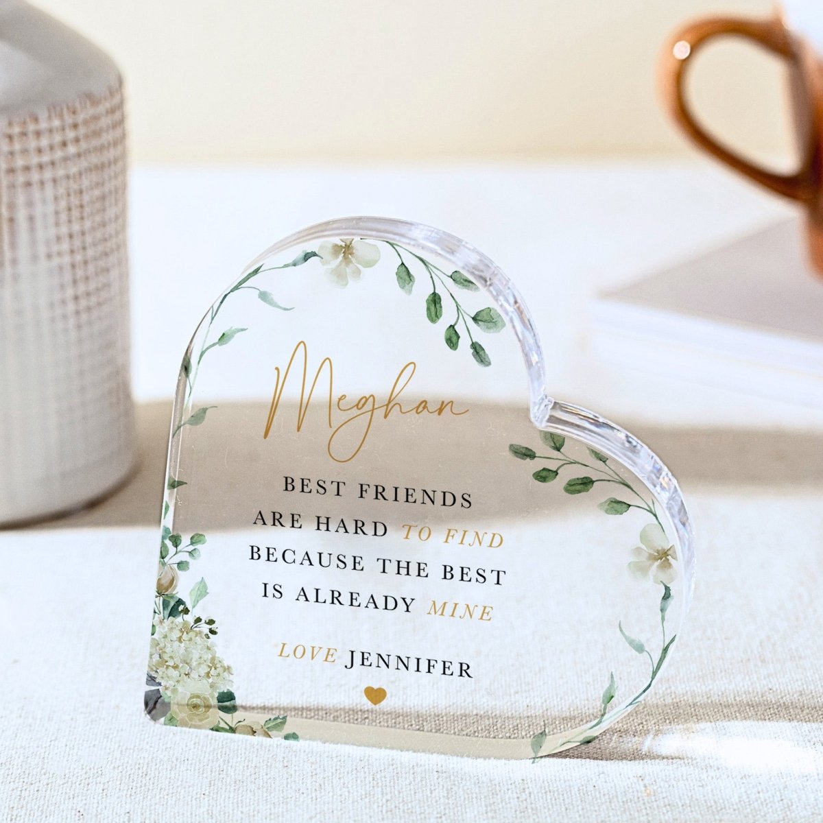 Best Friend Plaque Gift for Her, Personalized Acrylic Keepsake, Floral Friendship Present for Birthday