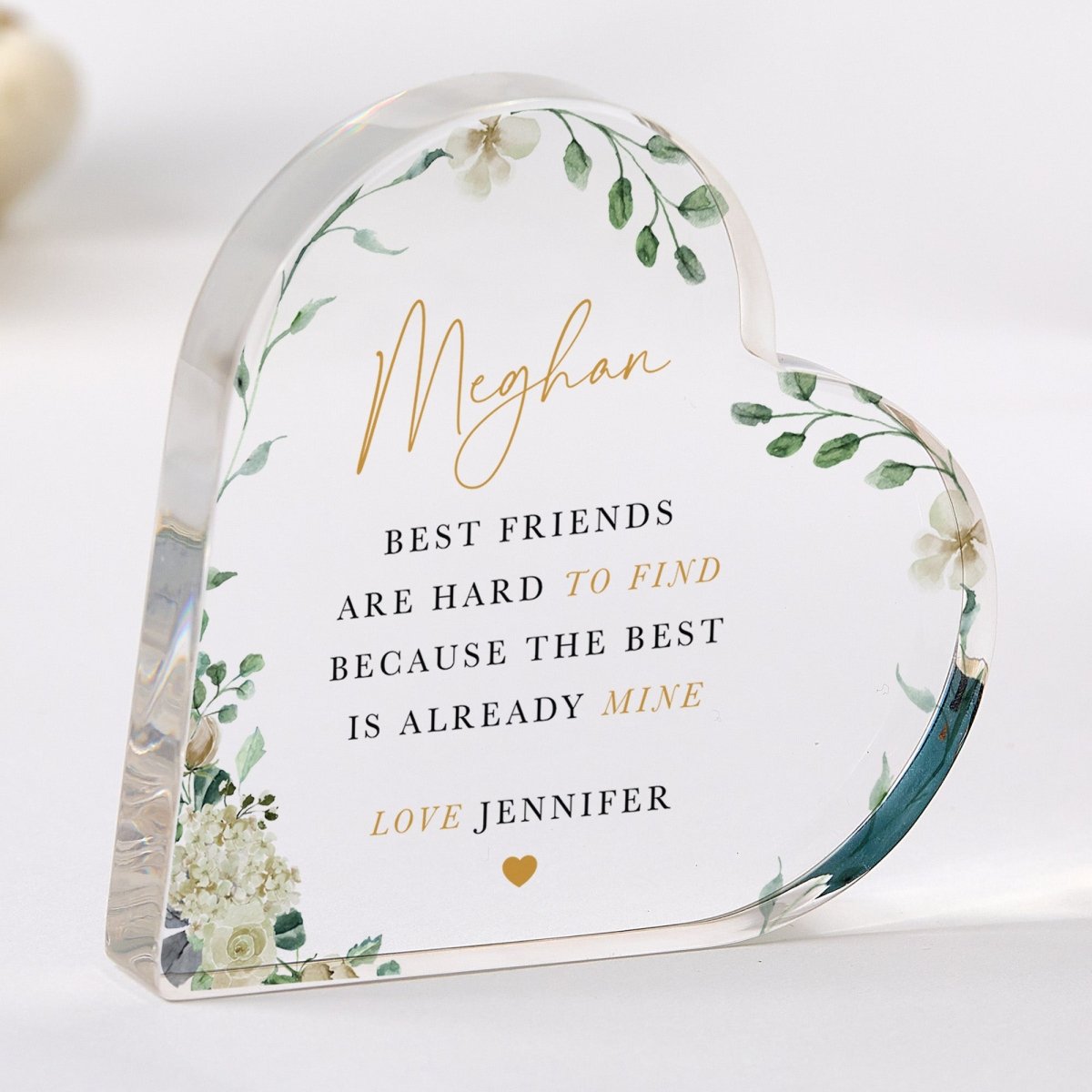 Best Friend Plaque Gift for Her, Personalized Acrylic Keepsake, Floral Friendship Present for Birthday