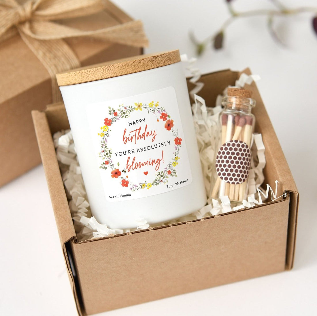 Birthday Bloom Candle Gift for Her, Floral Soy Candle for Friend Sister Mom or Coworker, Comes with Matches