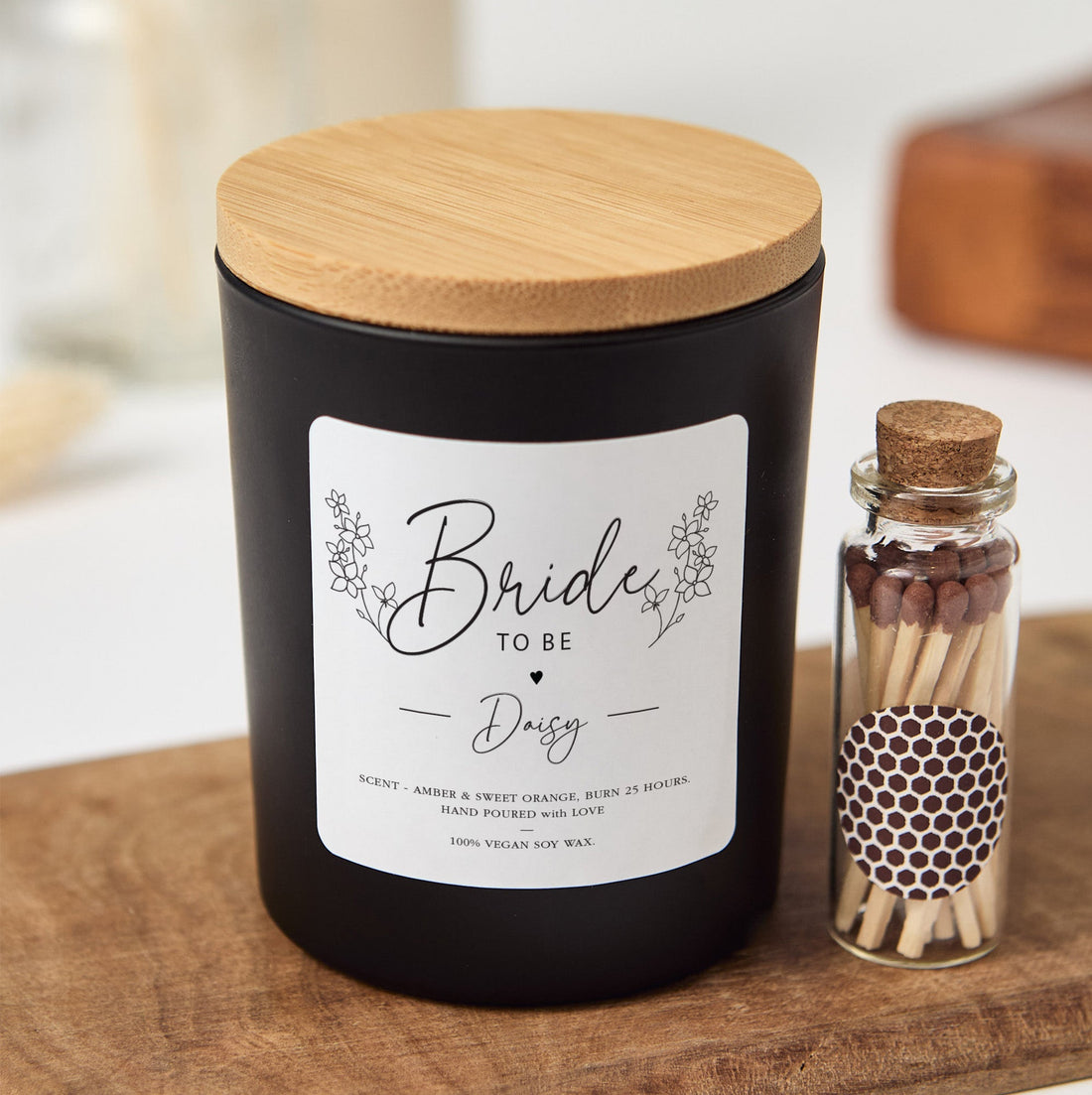 Bride To Be Candle with Matches | Personalized Bridal Shower Gift | Engagement Candle for Bride | Bachelorette Party Gift