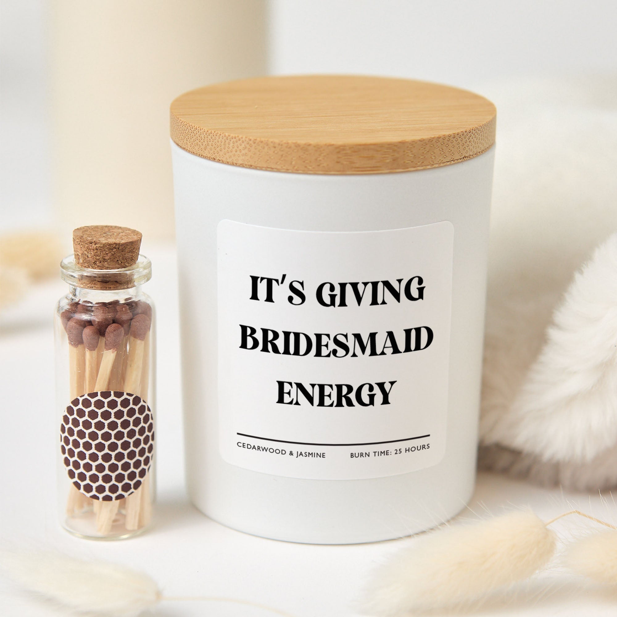 Bridesmaid Candle | It’s Giving Bridesmaid Energy | Funny Bridal Party Gift Box and Mini Matches