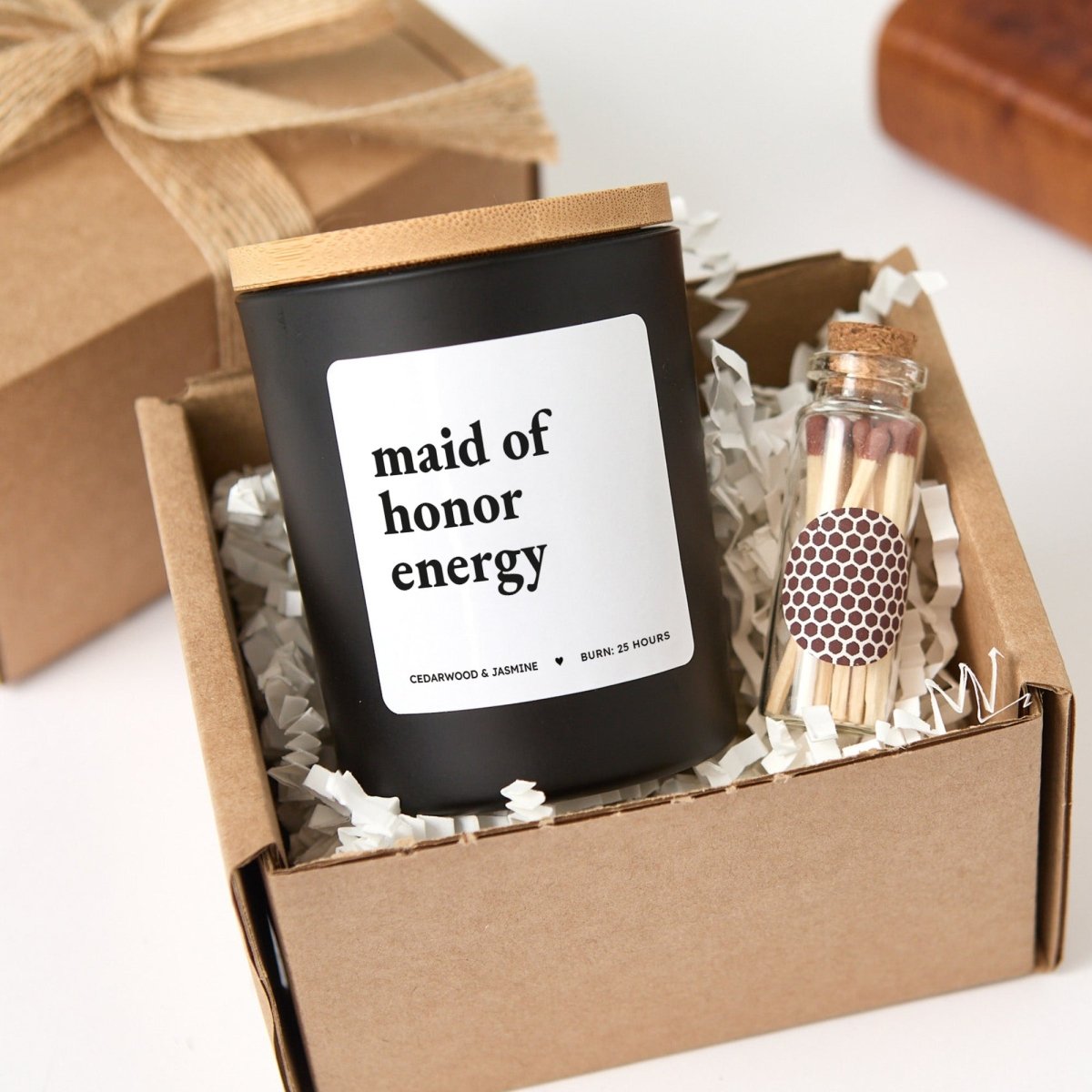 Bridesmaid Energy Candle, Bridal Party Gift for Bridesmaid Maid of Honor Wedding Day with Matches