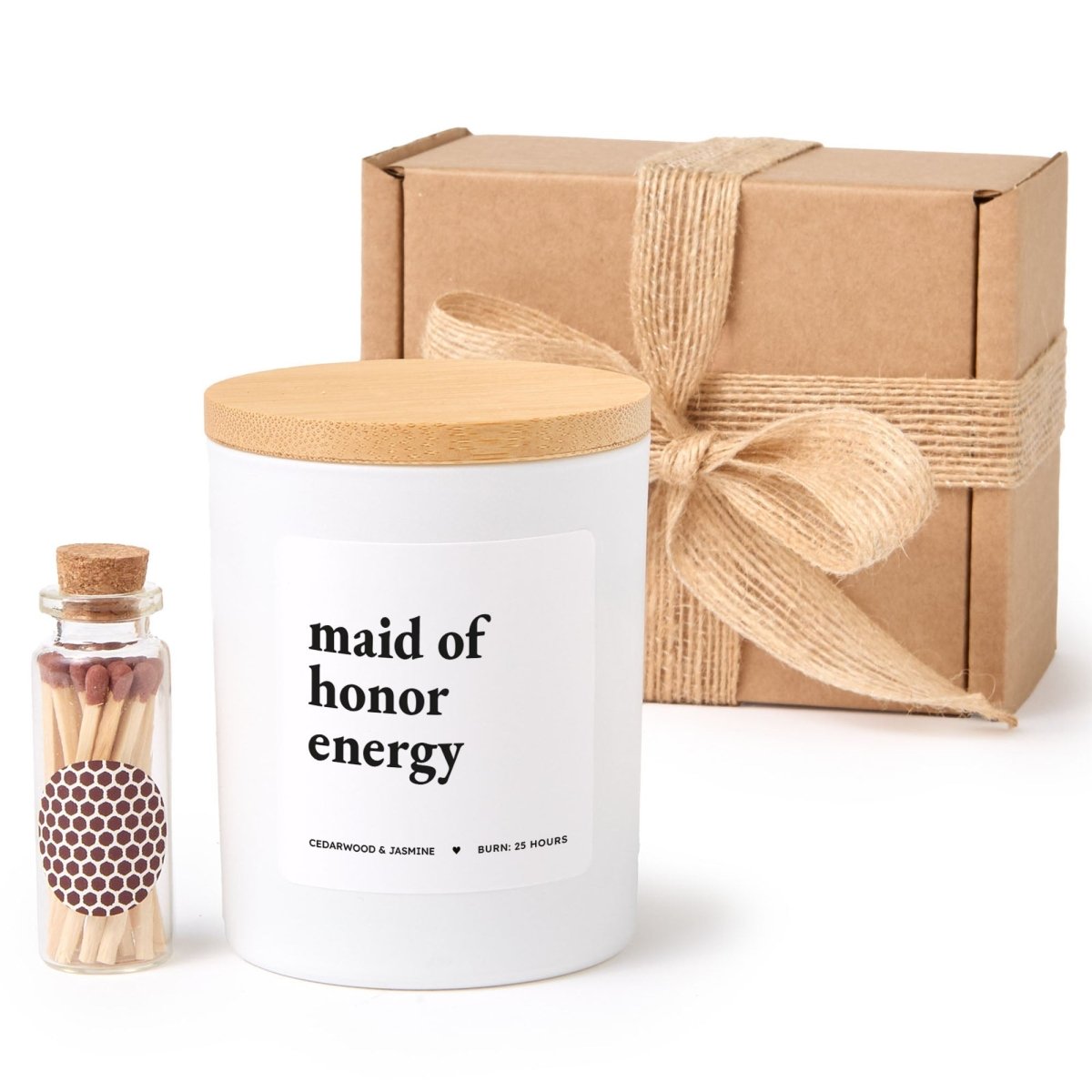 Bridesmaid Energy Candle, Bridal Party Gift for Bridesmaid Maid of Honor Wedding Day with Matches