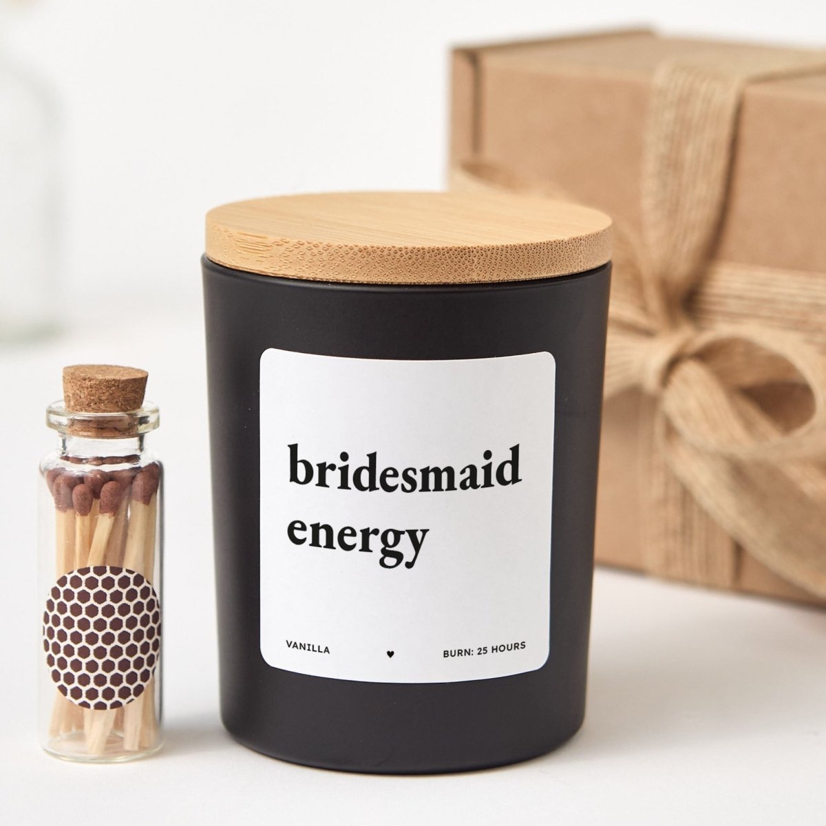 Bridesmaid Energy Candle, Bridal Party Gift for Bridesmaid Maid of Honor Wedding Day with Matches