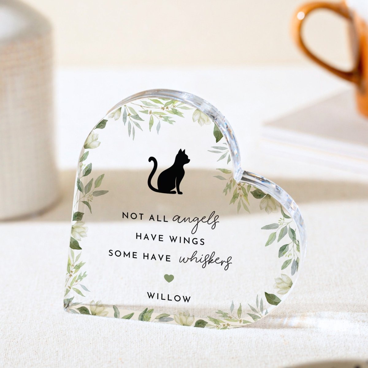 Cat Memorial Plaque Gift for Pet Loss, Personalized Acrylic Keepsake, Sympathy Present for Cat Lover