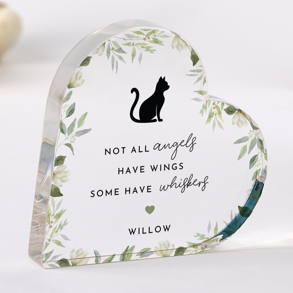 Cat Memorial Plaque Gift for Pet Loss, Personalized Acrylic Keepsake, Sympathy Present for Cat Lover