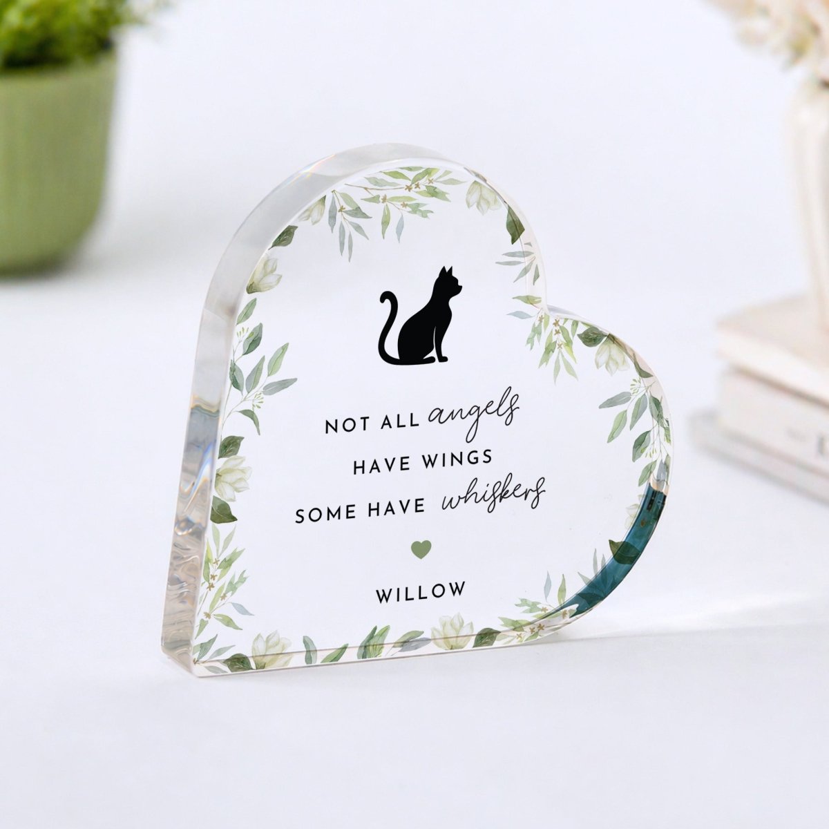 Cat Memorial Plaque Gift for Pet Loss, Personalized Acrylic Keepsake, Sympathy Present for Cat Lover