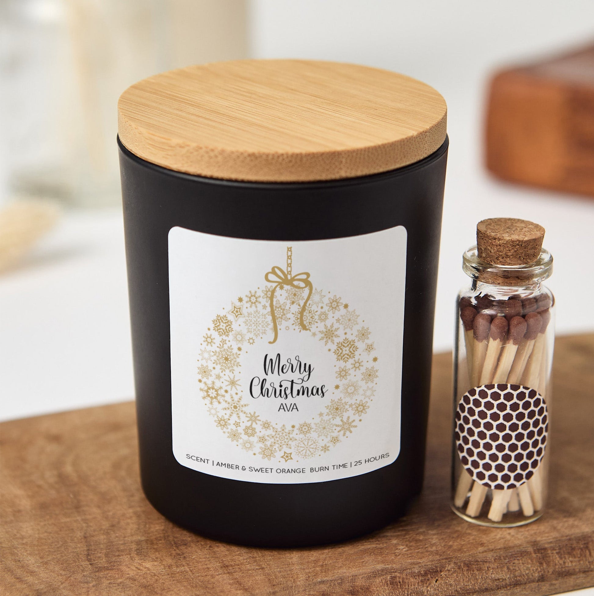 Christmas Candle Gift Box | Personalized Merry Christmas Candle with Matches | Holiday Gift for Grandparents Family Friends
