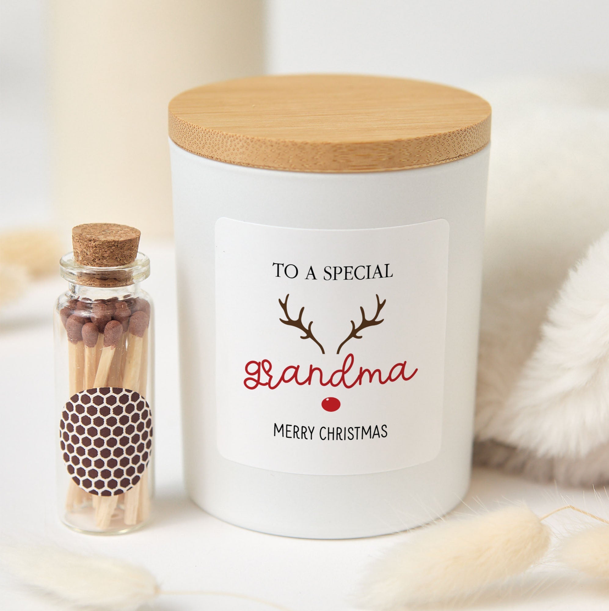 Christmas Candle Gift for Nanny | Personalized Soy Wax Candle with Matches | Holiday Gift Box Candle for Special Nanny