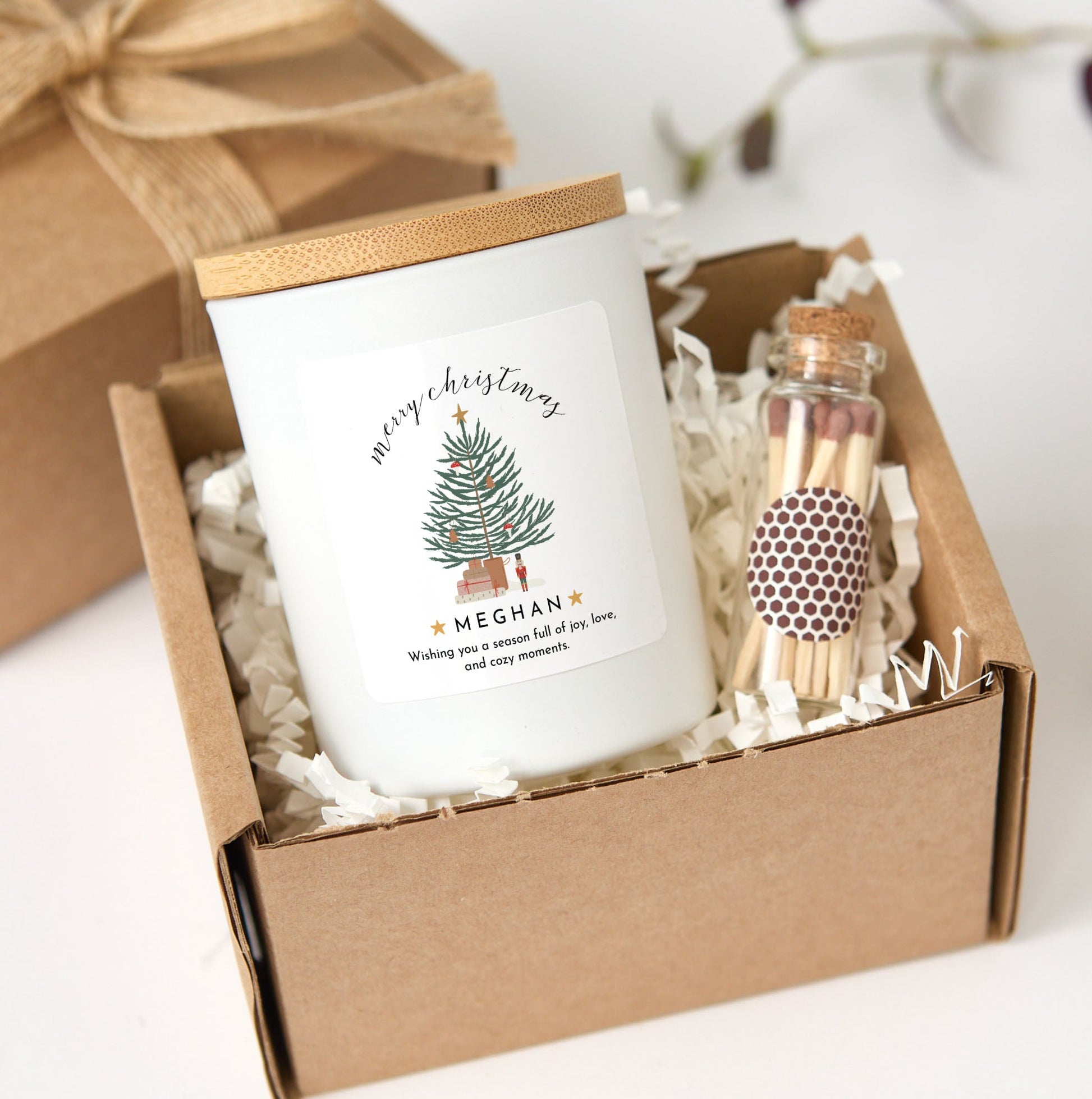 Christmas Tree Personalized Candle | Custom Soy Wax Xmas Gift with Name & Gift Box