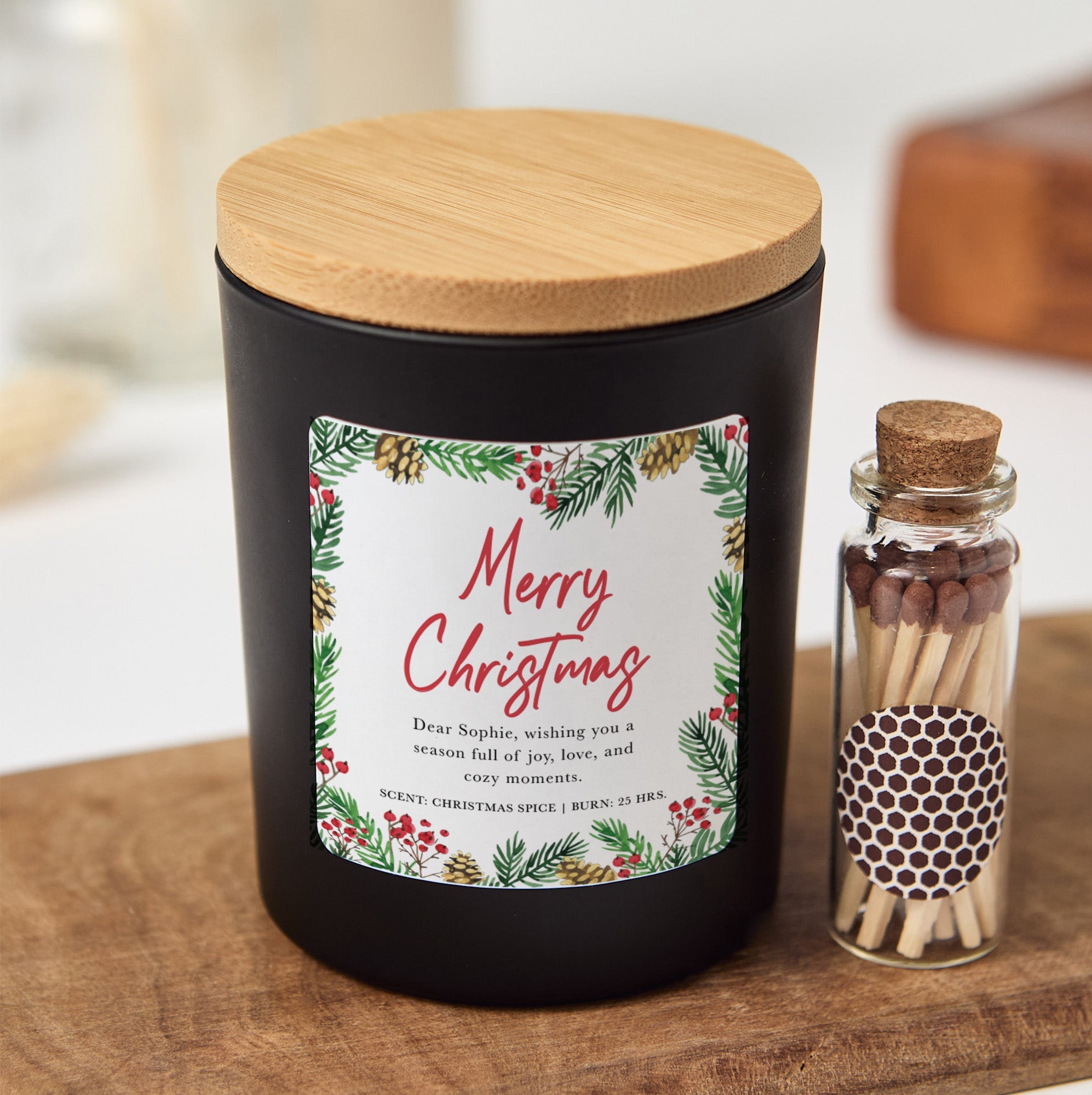 Chrsistmas Candle Gift | Personalized Custom Soy Wax Scented Candle with Gift Box