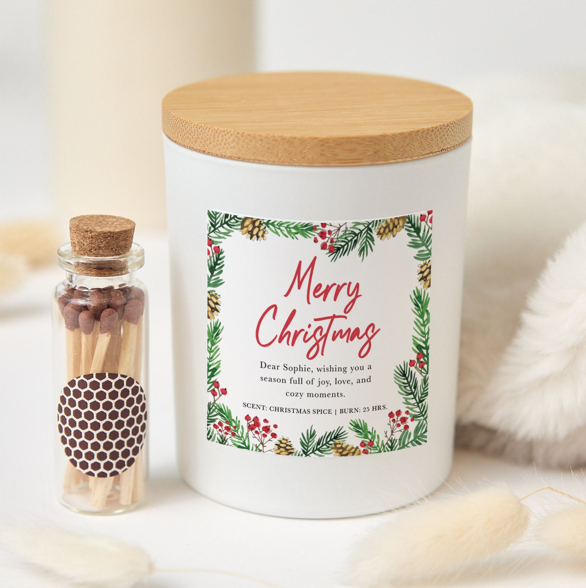 Chrsistmas Candle Gift | Personalized Custom Soy Wax Scented Candle with Gift Box