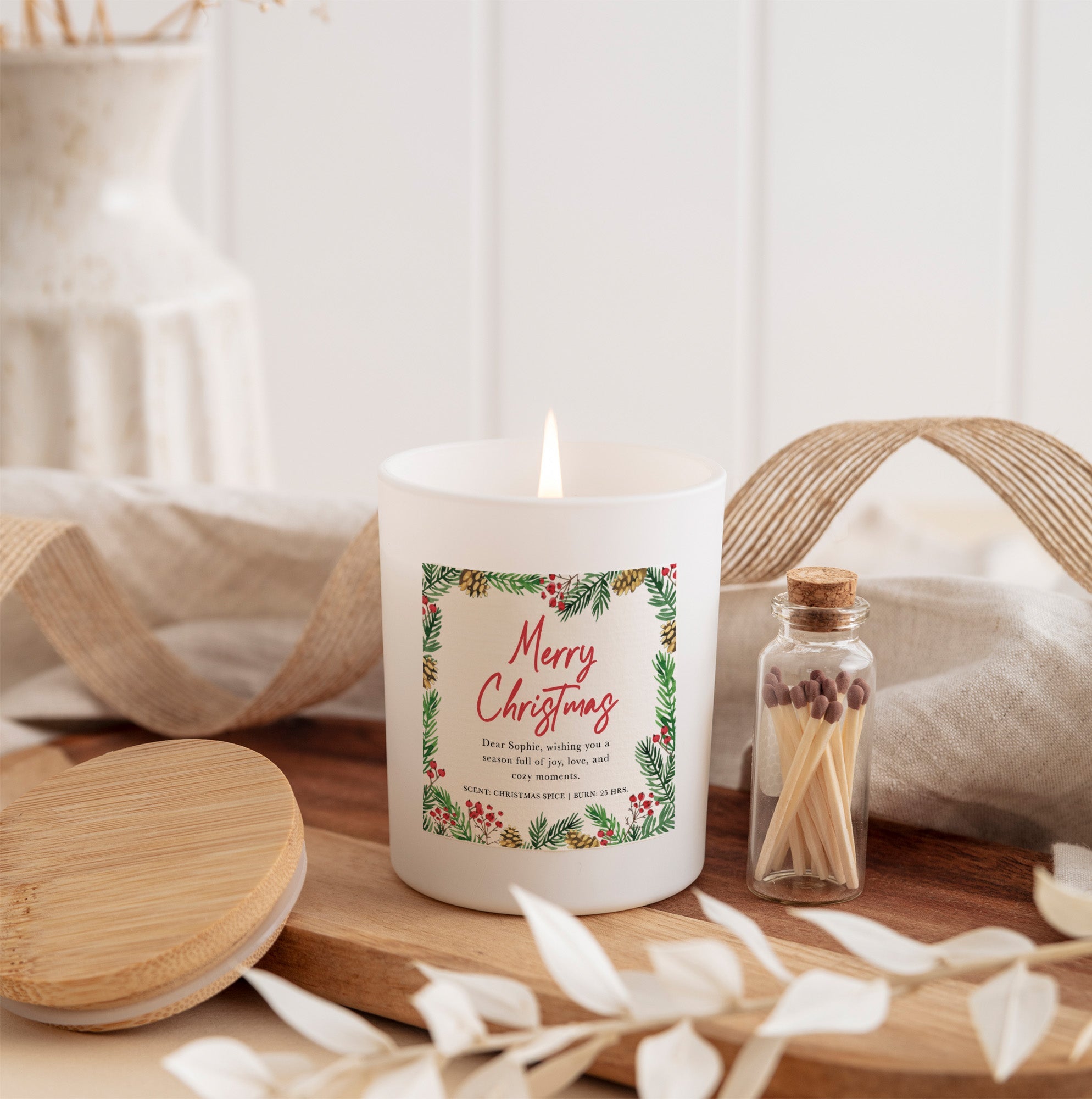 Chrsistmas Candle Gift | Personalized Custom Soy Wax Scented Candle with Gift Box