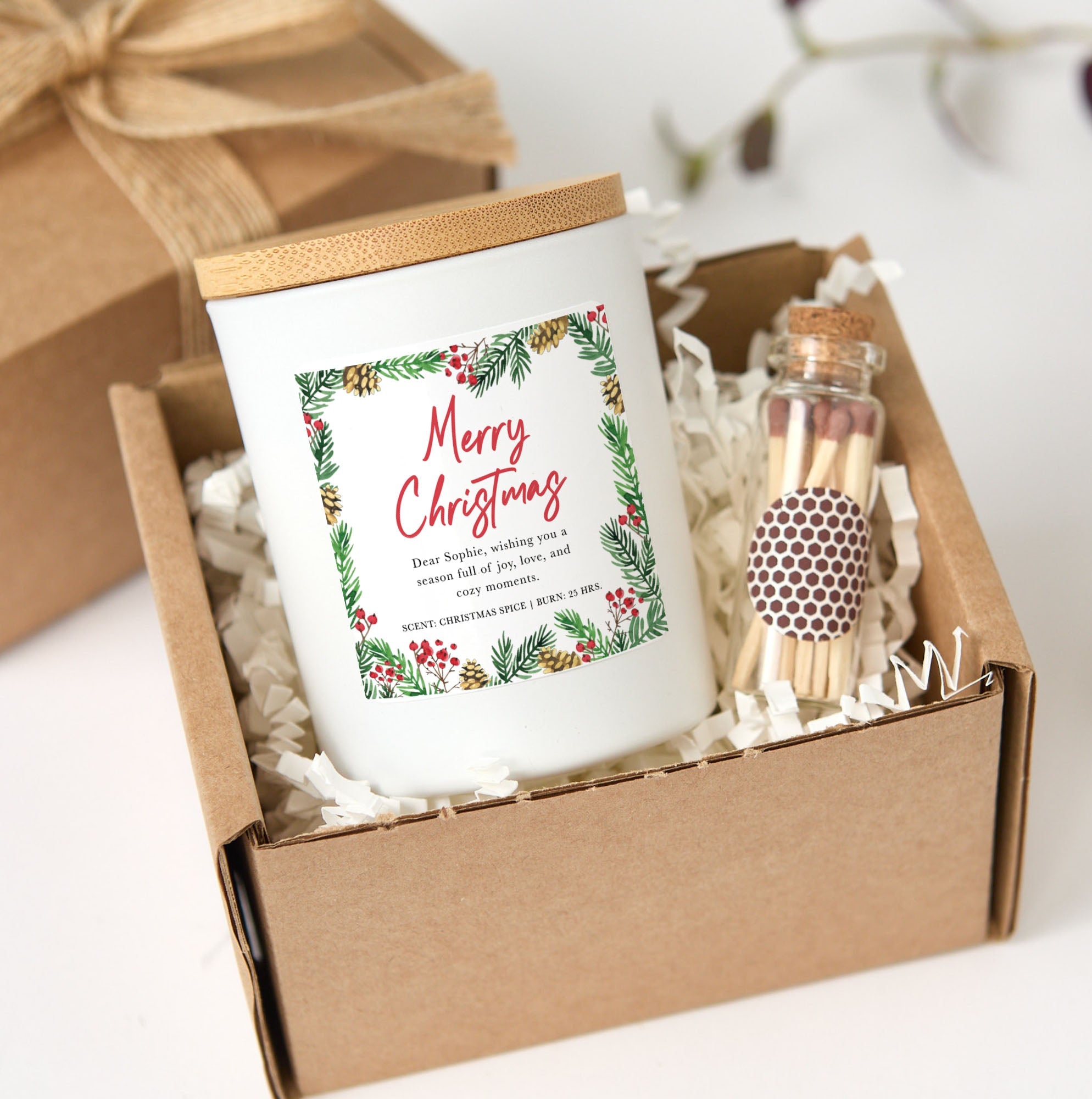 Chrsistmas Candle Gift | Personalized Custom Soy Wax Scented Candle with Gift Box