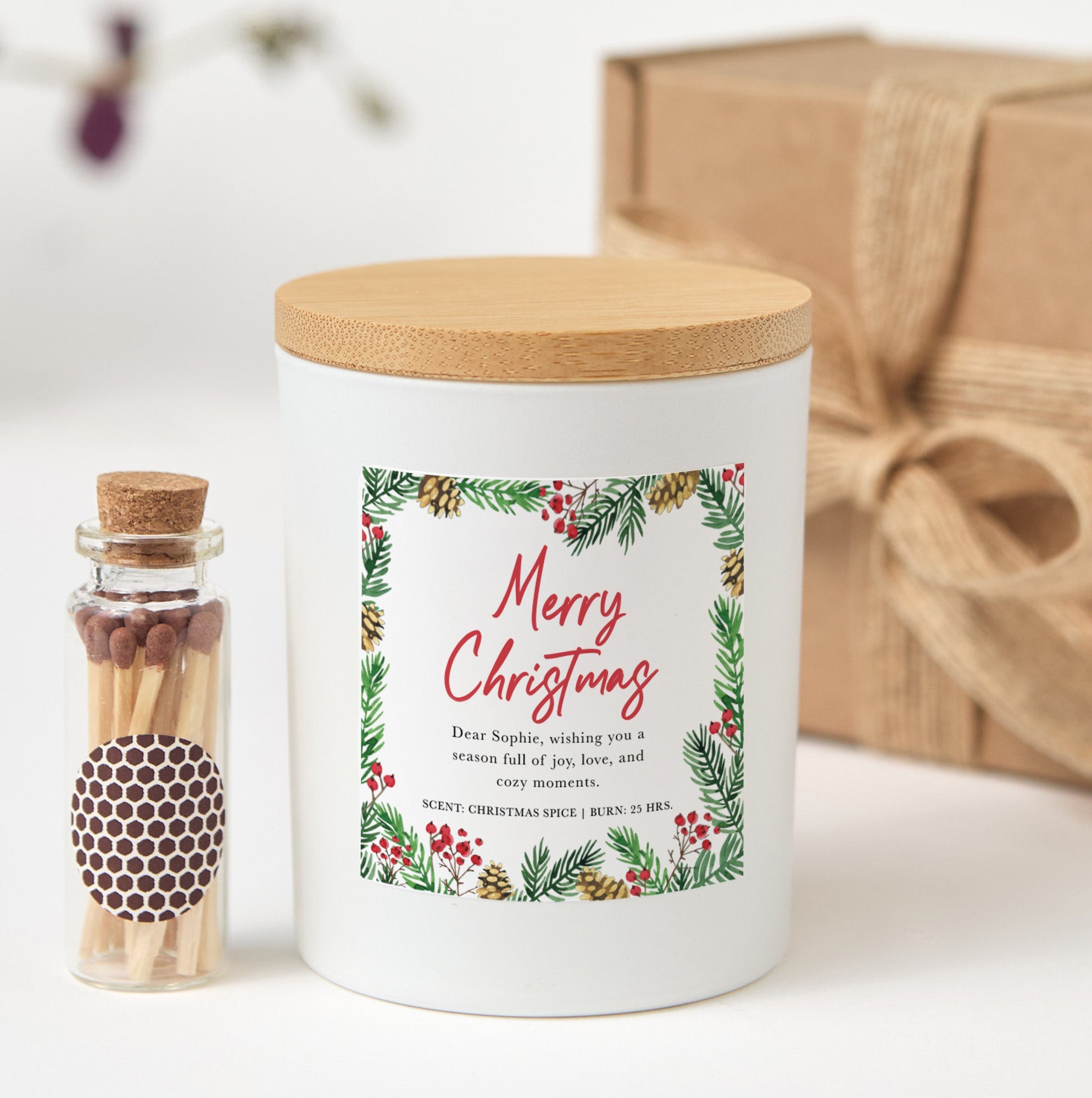 Chrsistmas Candle Gift | Personalized Custom Soy Wax Scented Candle with Gift Box