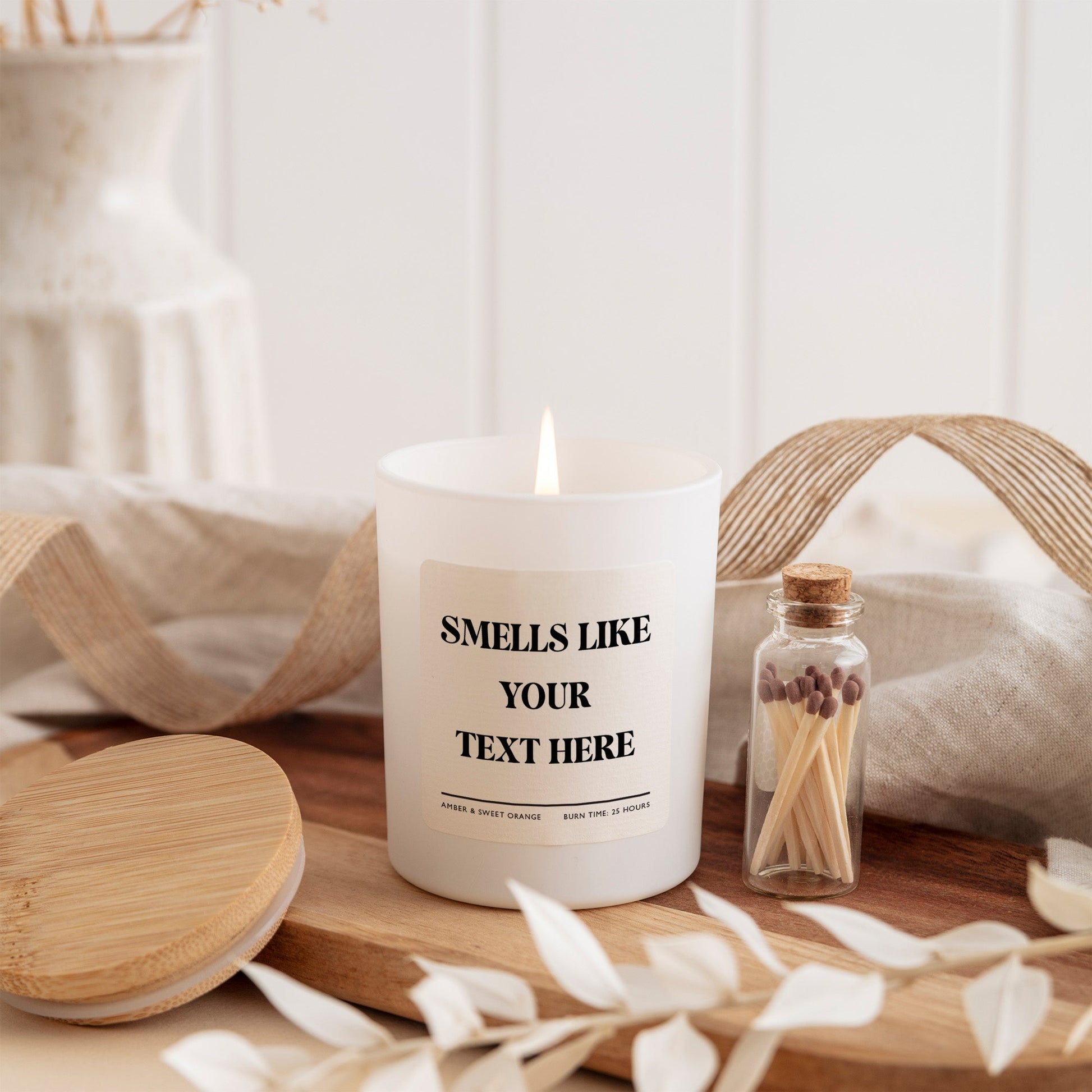 Custom Candle | Smells Like Your Text Here | Personalized Candle with Gift Box and Mini Matches