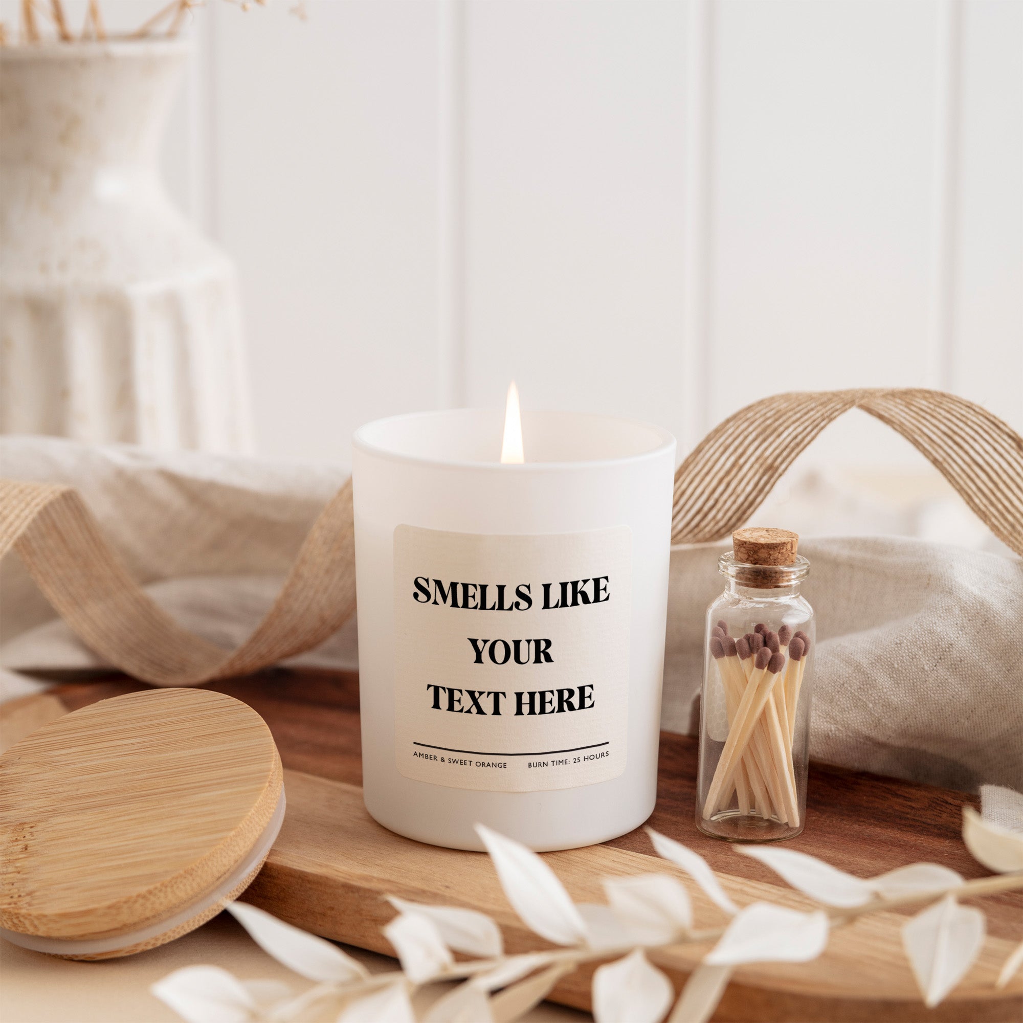 Custom Candle | Smells Like Your Text Here | Personalized Candle with Gift Box and Mini Matches