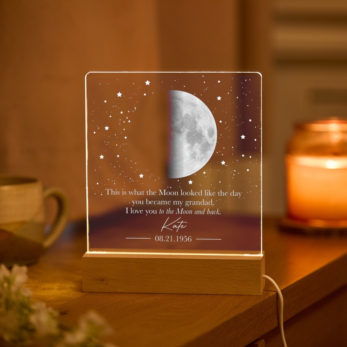 Custom Moon Phase Lamp for Grandad, Father’s Day Gift from Grandchildren, Personalized Night Light with Names