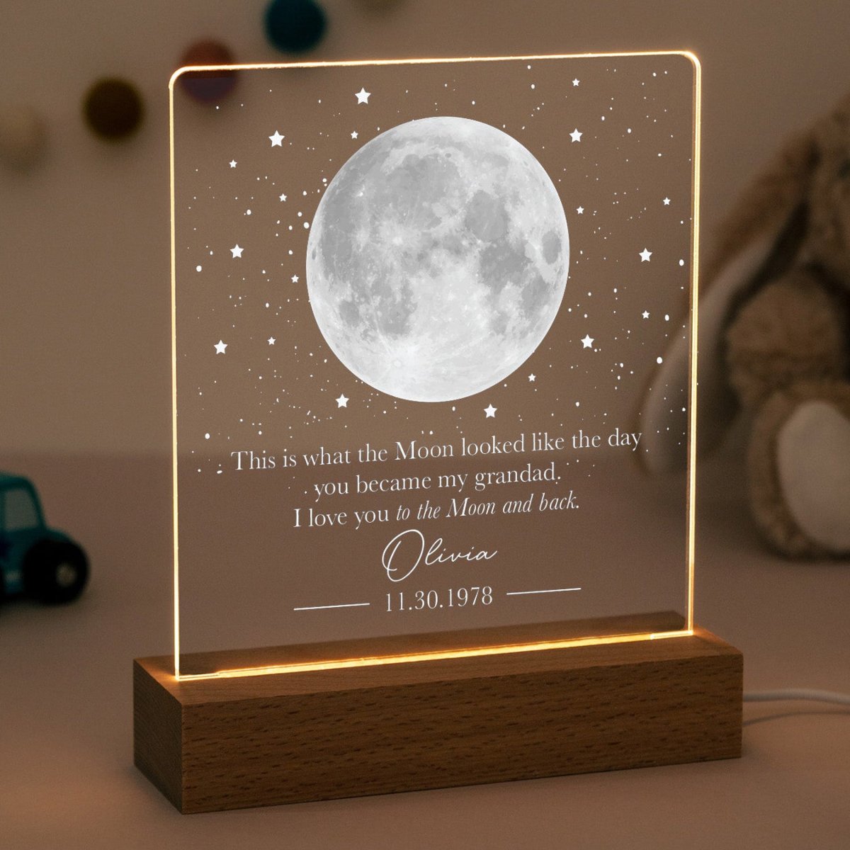 Custom Moon Phase Lamp for Grandad, Father’s Day Gift from Grandchildren, Personalized Night Light with Names