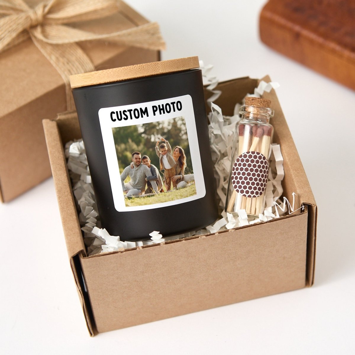 Custom Photo Candle, Personalized Family Picture Gift, Memorial Keepsake Present With Gift Box And Mini Matches