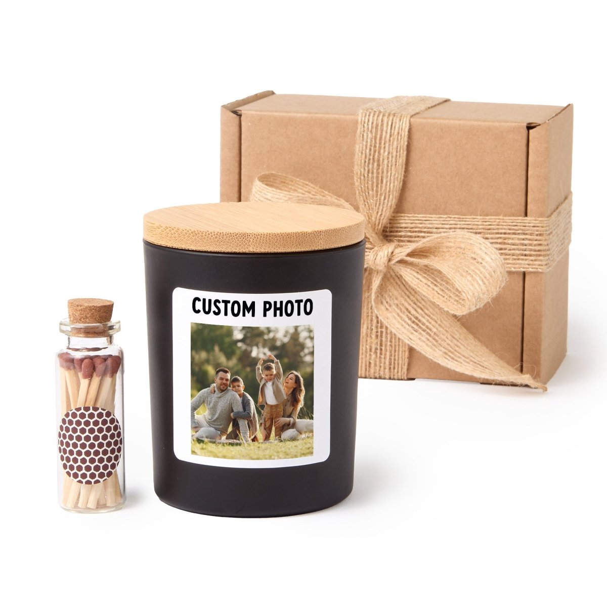 Custom Photo Candle, Personalized Family Picture Gift, Memorial Keepsake Present With Gift Box And Mini Matches