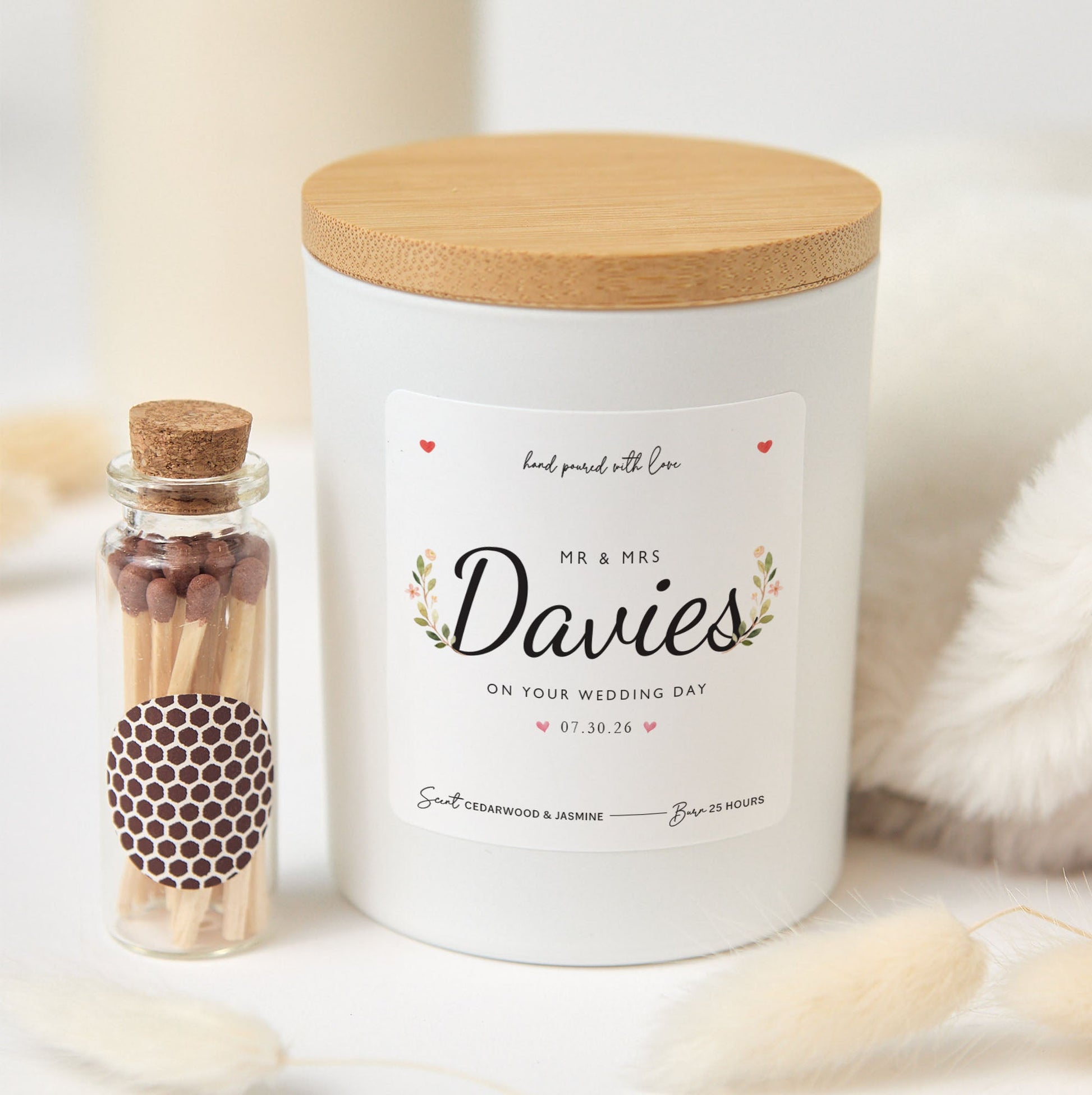 Custom Wedding Candle With Gift Box| Personalized Bride & Groom Gift | Wedding Keepsake Candle Box | Newlywed Couple Gift