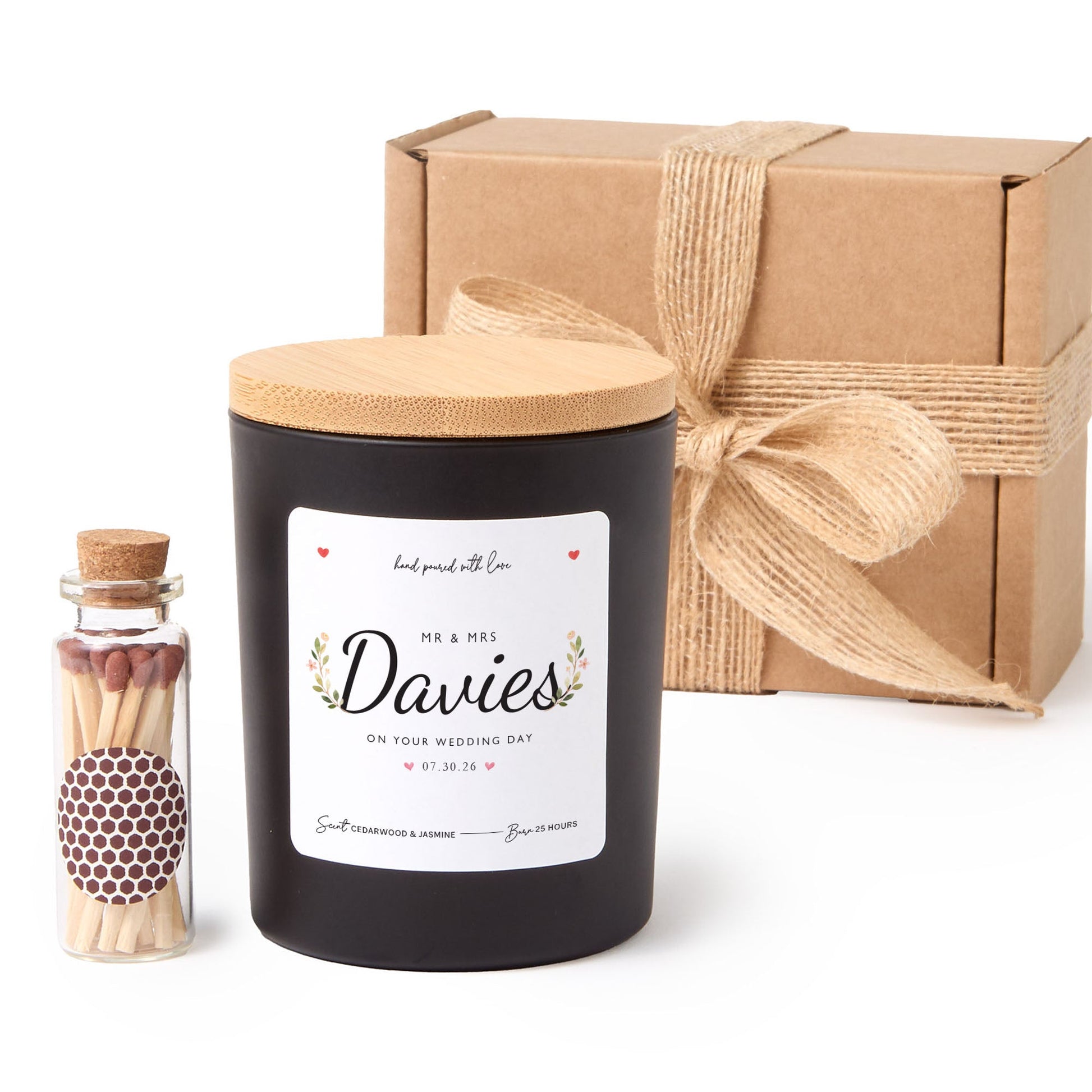 Custom Wedding Candle With Gift Box| Personalized Bride & Groom Gift | Wedding Keepsake Candle Box | Newlywed Couple Gift