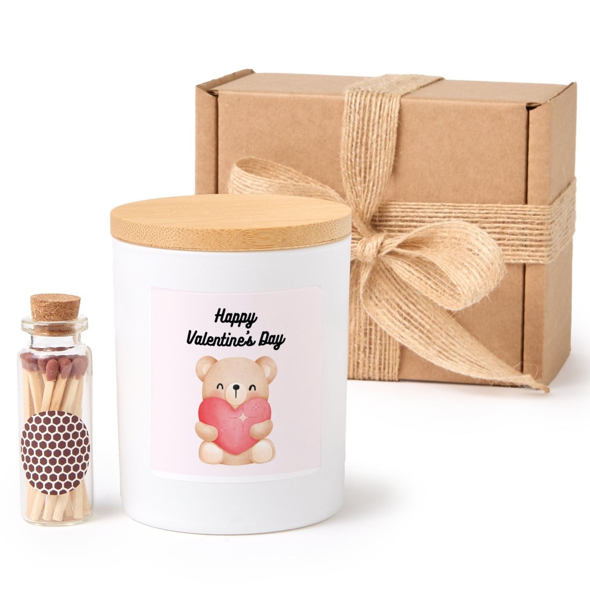 Cute Candle for Valentine’s Day Romantic Gift, Adorable Bear Love Decor Present with Gift Box and Matches