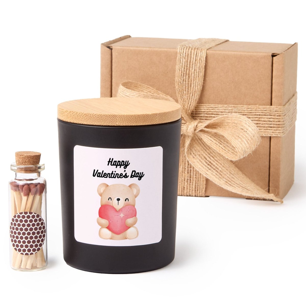 Cute Candle for Valentine’s Day Romantic Gift, Adorable Bear Love Decor Present with Gift Box and Matches