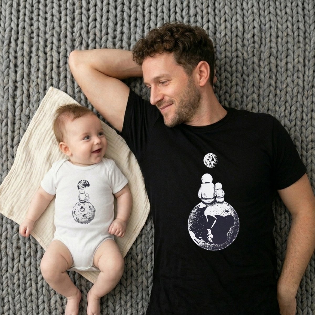 Dad and Child Moon Shirt, Gift for Dad, Father’s Day Tee, New Daddy Present from Baby, Sentimental Family Top