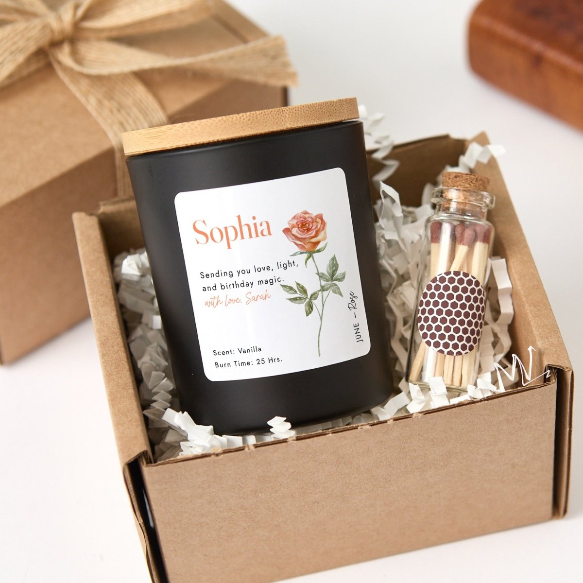 December Birth Flower Personalized Soy Candle Gift for Her Birthday Narcissus Floral Present, Comes with Matches Free Gift Wrap