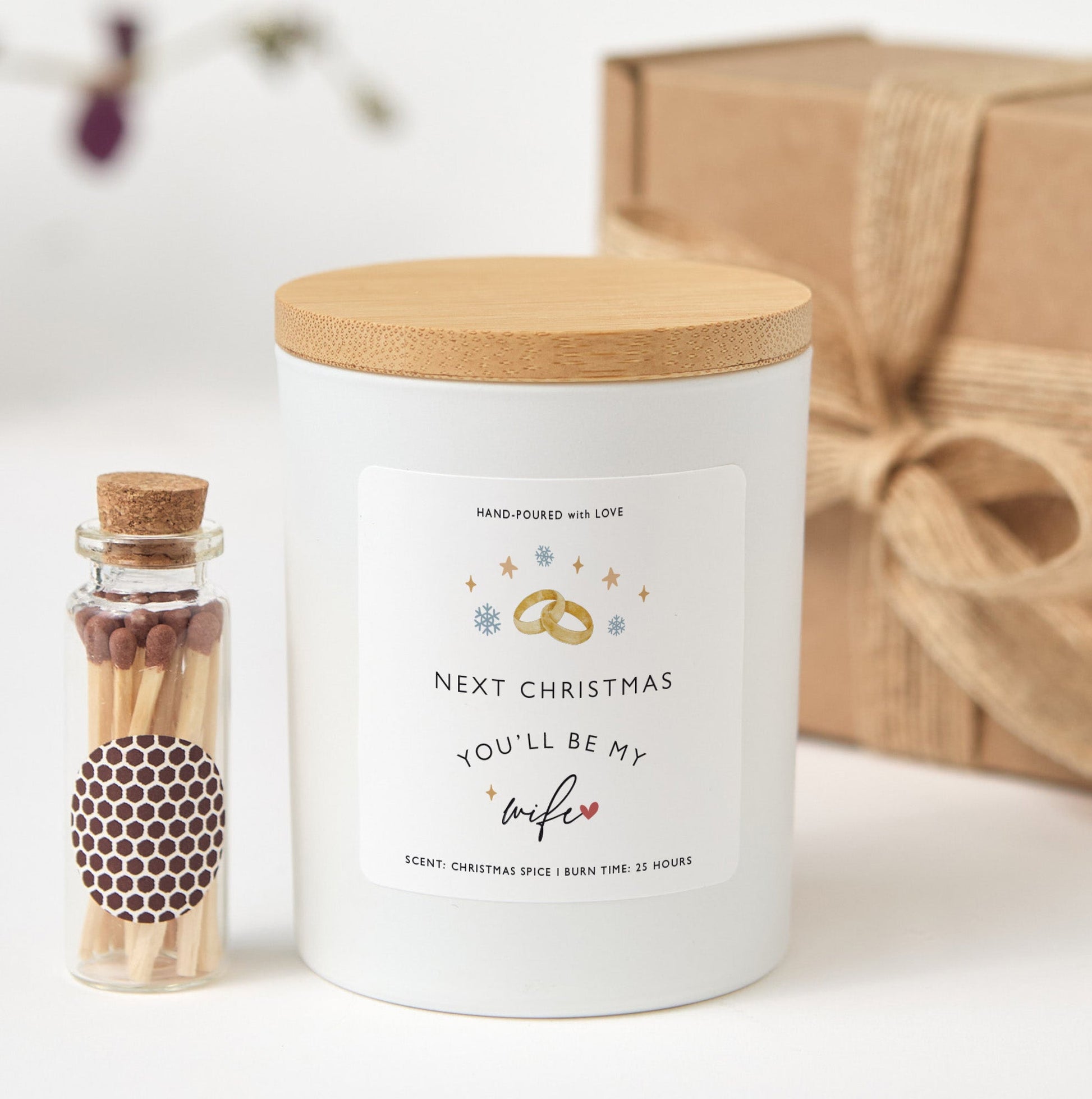 Engagement Christmas Candle Gift | Next Christmas You’ll Be My Wife | Xmas Candle with Box