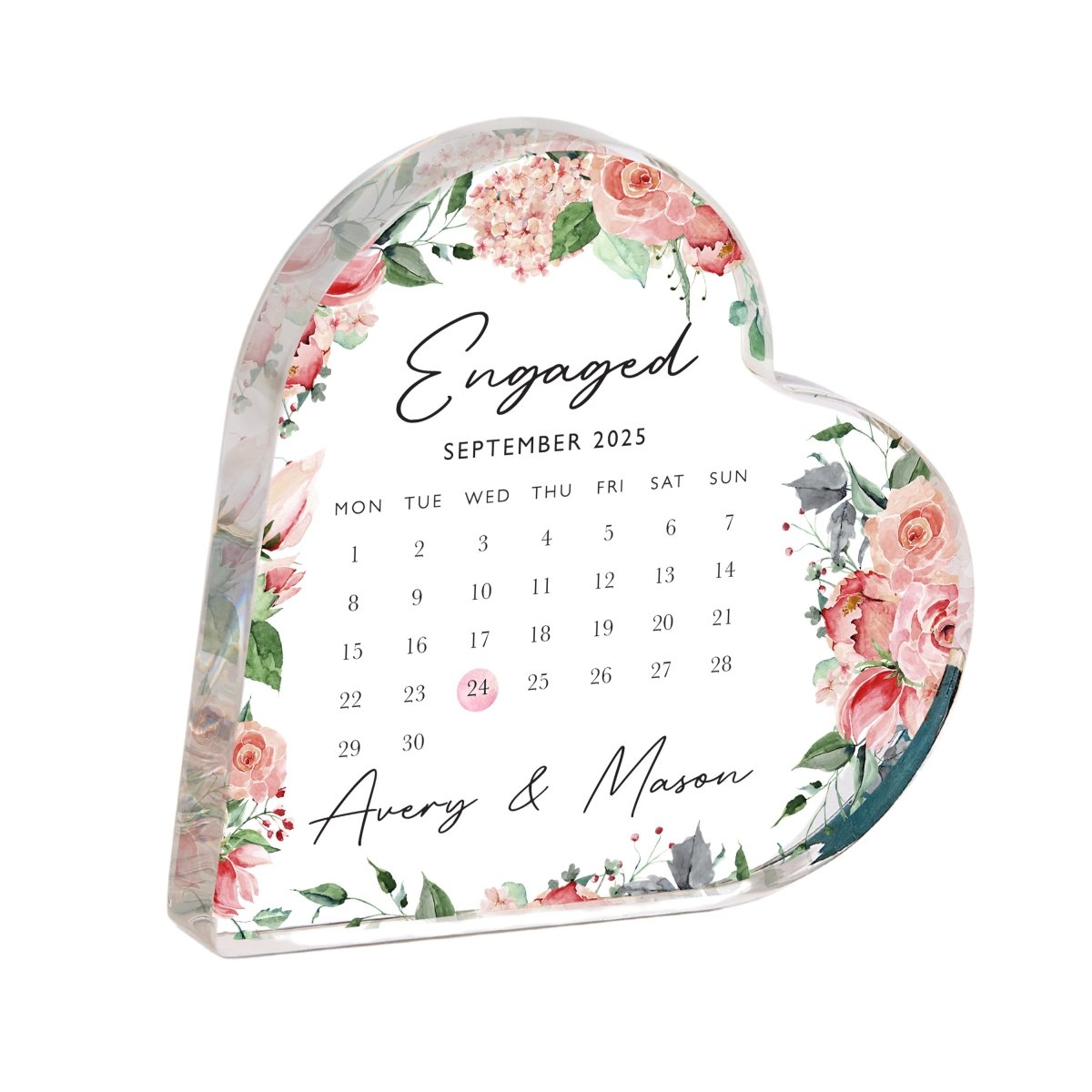 Engagement Keepsake Gift, Personalized Calendar Design with Names and Date, Wedding Memory