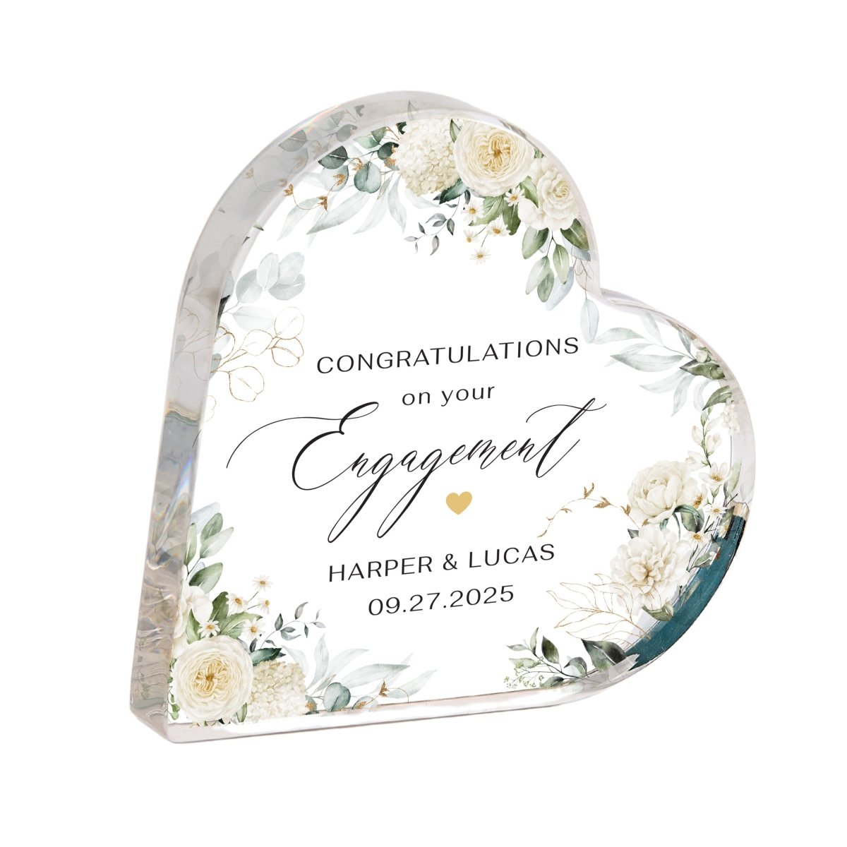 Engagement Keepsake Gift, Personalized Congratulations Design with Names and Date, Acrylic Plaque