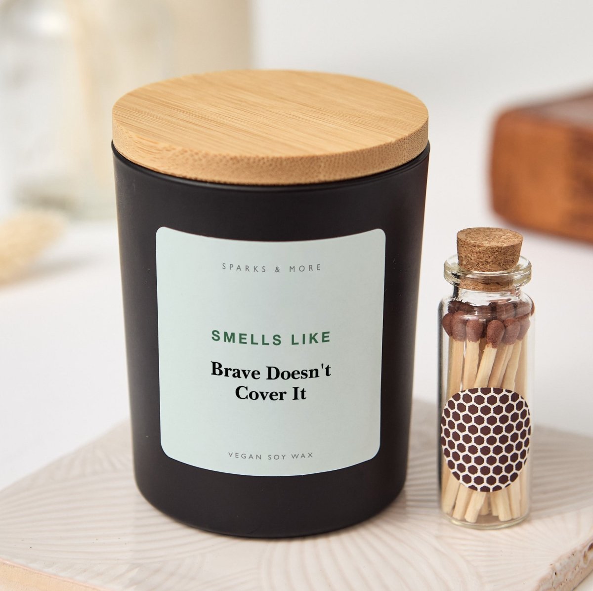 Firefighter Candle, Brave Doesn't Cover It Gift for First Responder or Hero, Soy Candle with Gift Box and Matches