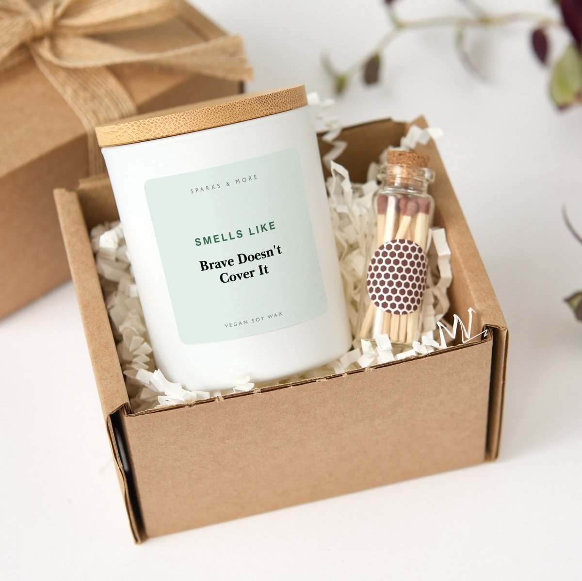 Firefighter Candle, Brave Doesn't Cover It Gift for First Responder or Hero, Soy Candle with Gift Box and Matches