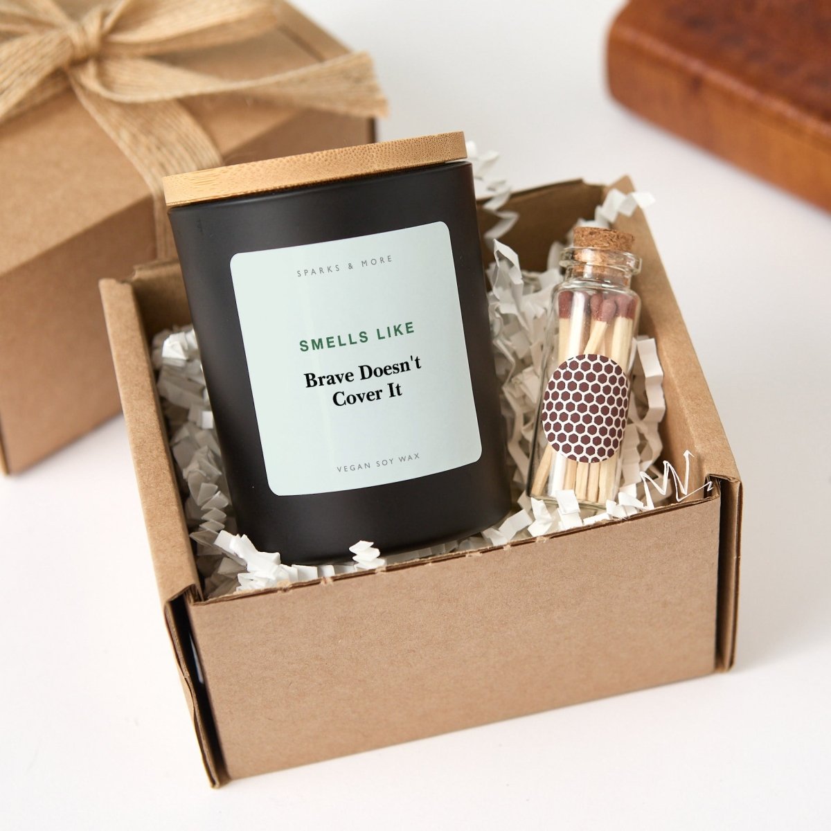 Firefighter Candle, Brave Doesn't Cover It Gift for First Responder or Hero, Soy Candle with Gift Box and Matches