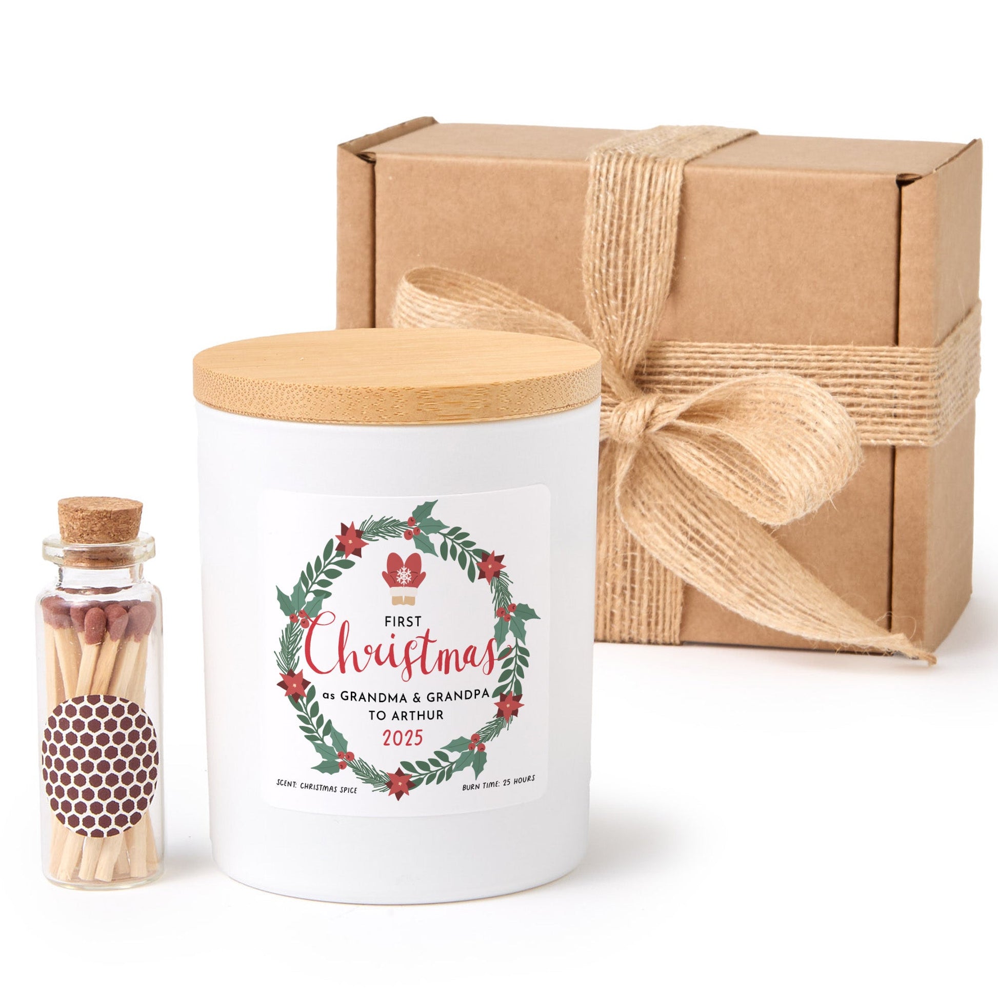 First Christmas as Grandma & Grandad Personalized Candle | Holiday Candle Gift Box | Grandparents Christmas Keepsake