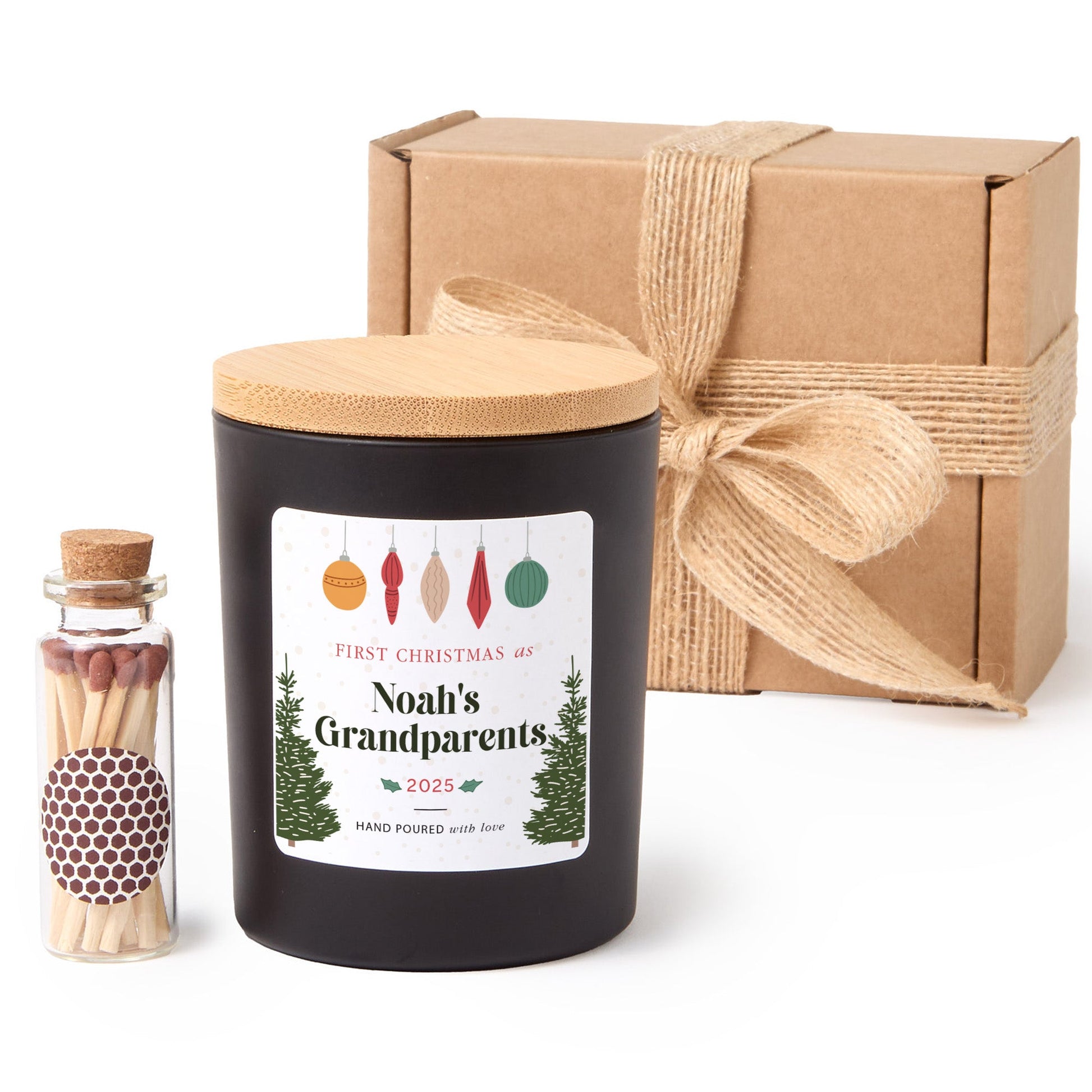 First Christmas as Grandparents Candle | Personalized Holiday Soy Wax Candle Gift | Custom Xmas Gift for Aunt Uncle