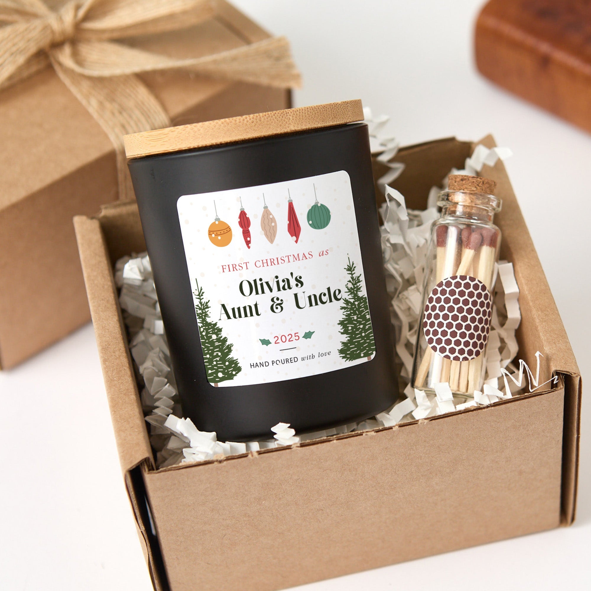 First Christmas as Grandparents Candle | Personalized Holiday Soy Wax Candle Gift | Custom Xmas Gift for Aunt Uncle