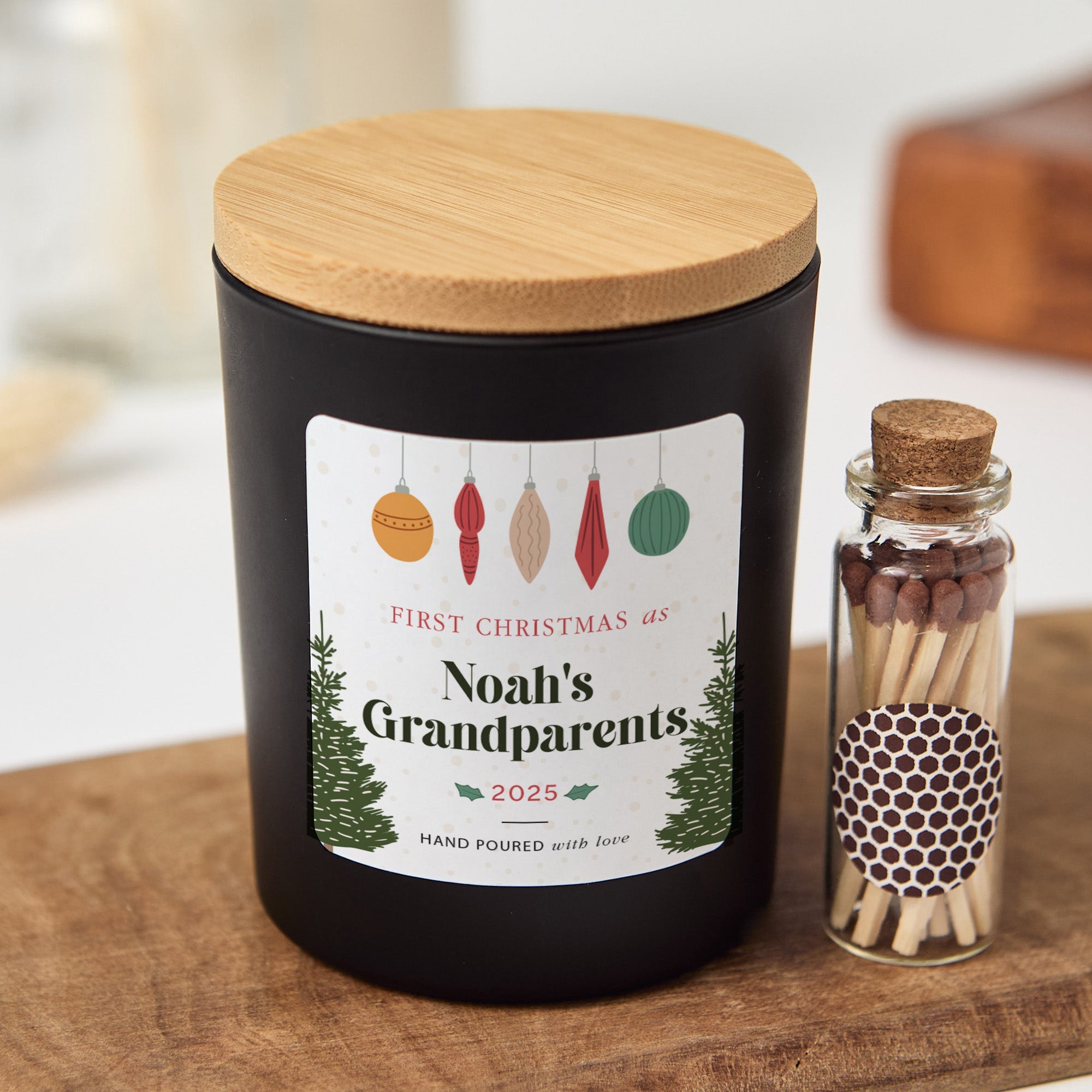 First Christmas as Grandparents Candle | Personalized Holiday Soy Wax Candle Gift | Custom Xmas Gift for Aunt Uncle