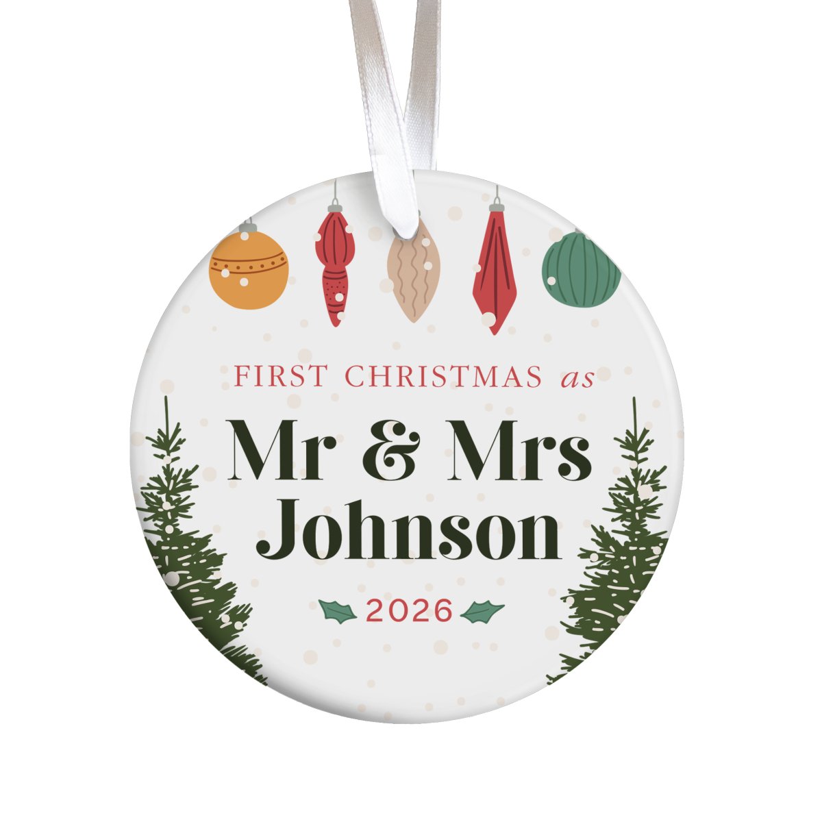 First Christmas as Mr and Mrs Ornament, Personalized Newlywed Couple Keepsake, 2026 Wedding Holiday Gift Decor