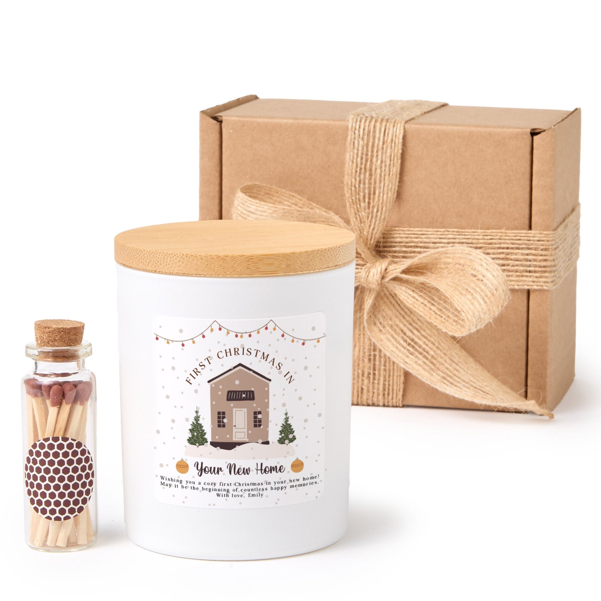 First Christmas in New Home Candle | Personalized Housewarming Gift | Christmas Soy Wax Candle | Holiday Gift for Couple