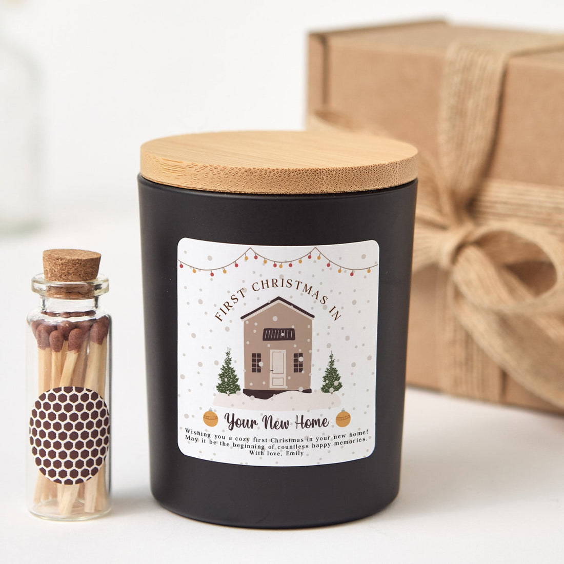 First Christmas in New Home Candle | Personalized Housewarming Gift | Christmas Soy Wax Candle | Holiday Gift for Couple